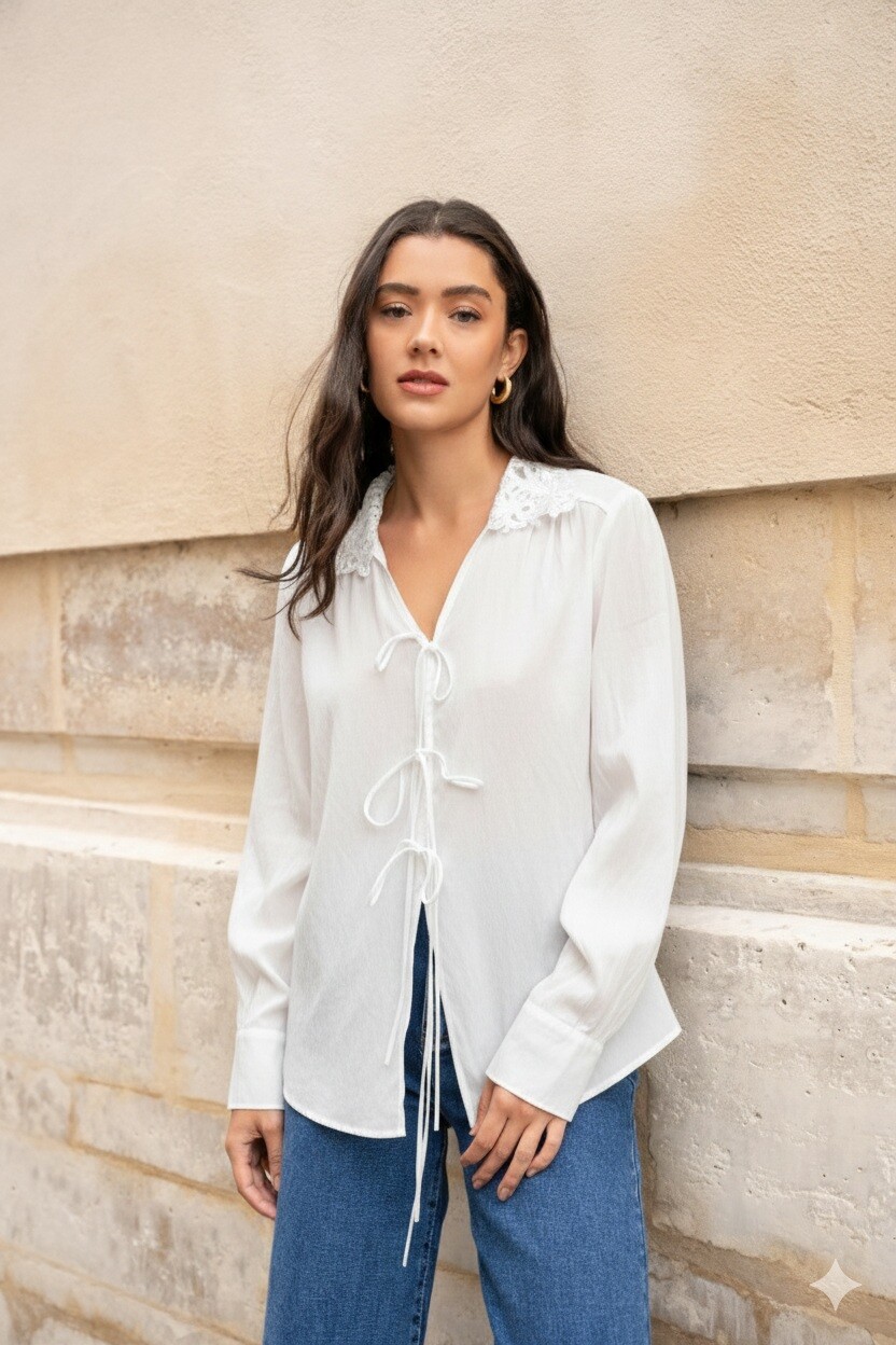 Grossiste Choklate - Blousse Hailey col en V à lacets