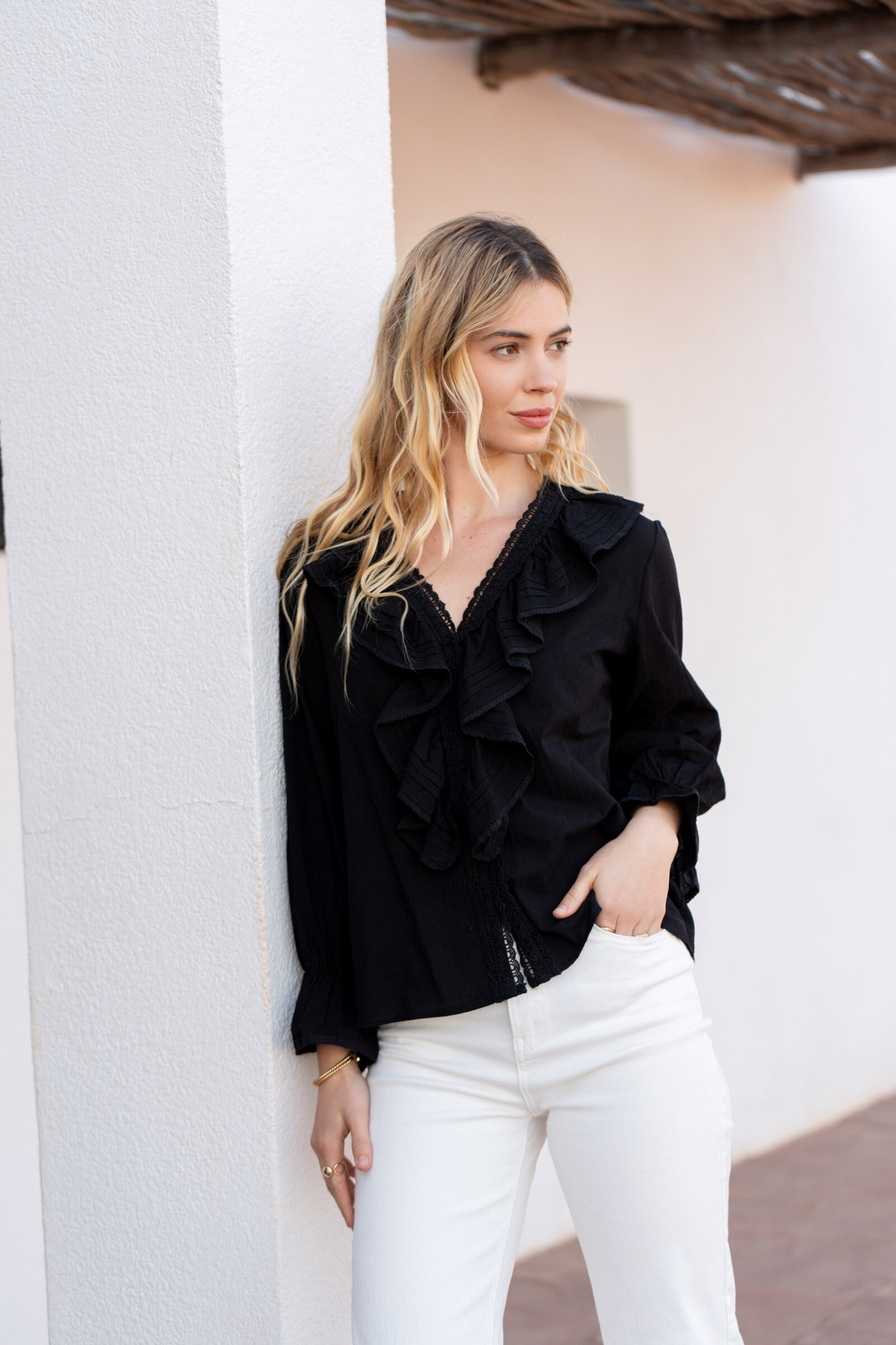 Mayorista Choklate - Camisa de algodón de algodón frofrou