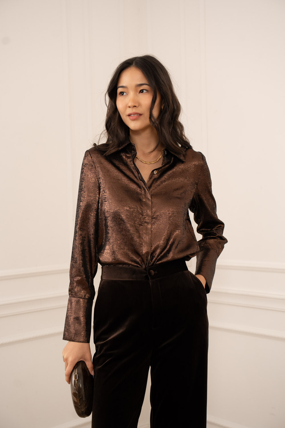 Wholesaler Choklate - Léa's Shiny Metallic Christmas Shirt