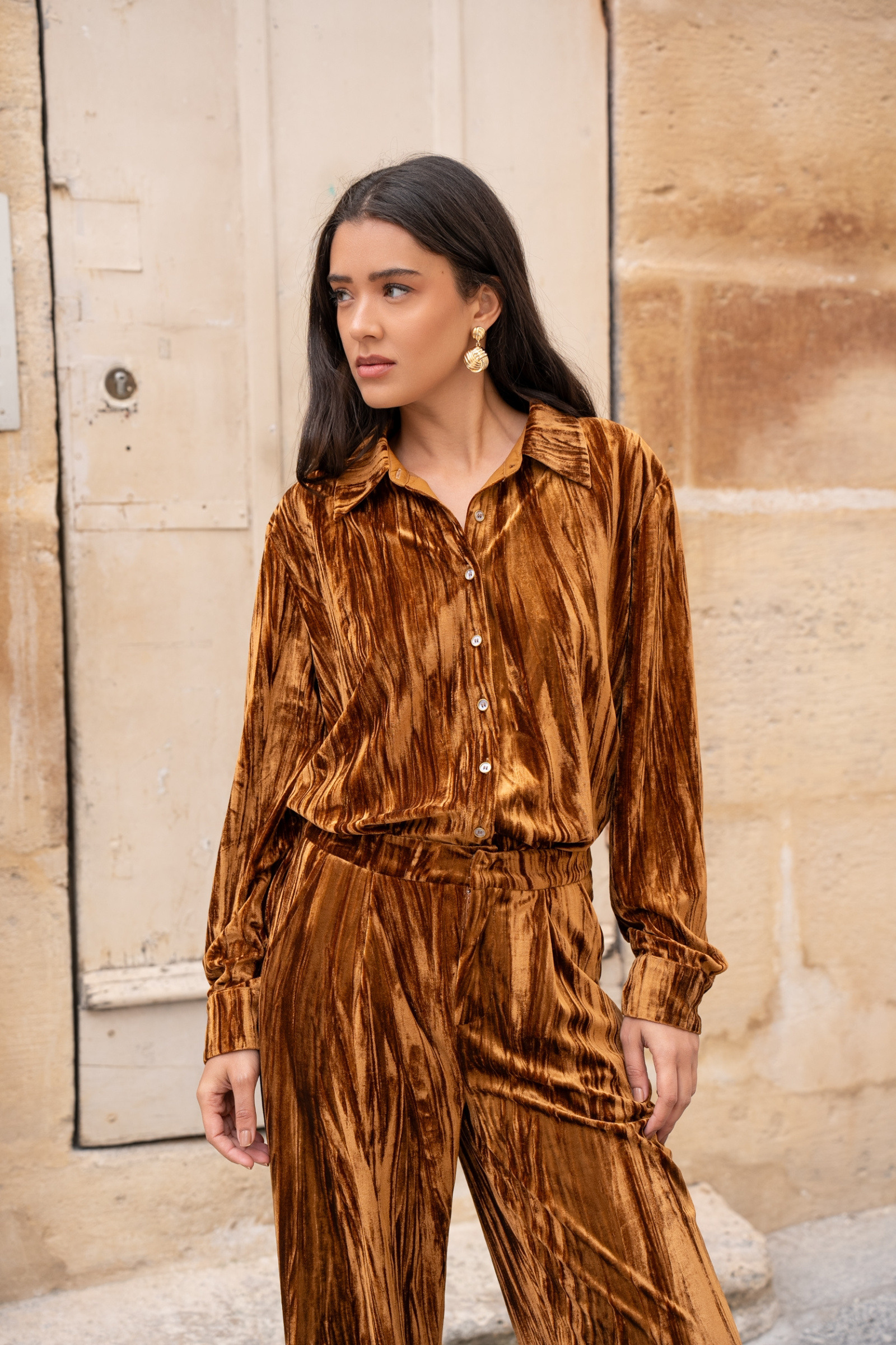 Grossiste Choklate - Chemise oversize en velours froissé