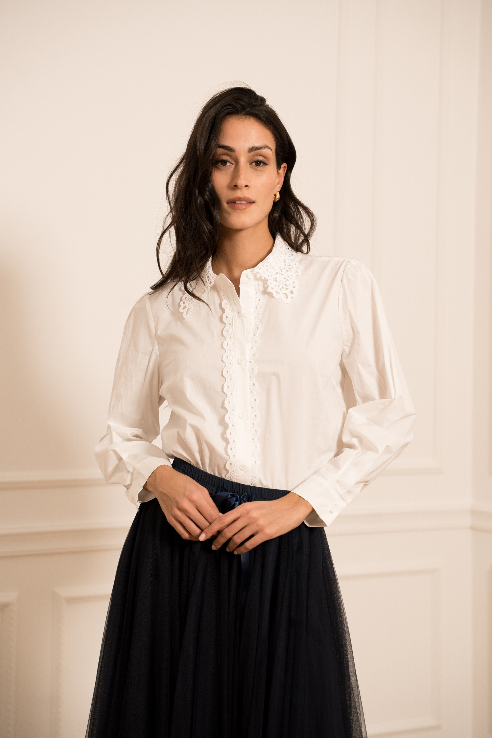 Grossiste Choklate - Chemise Victorine en coton col brodé