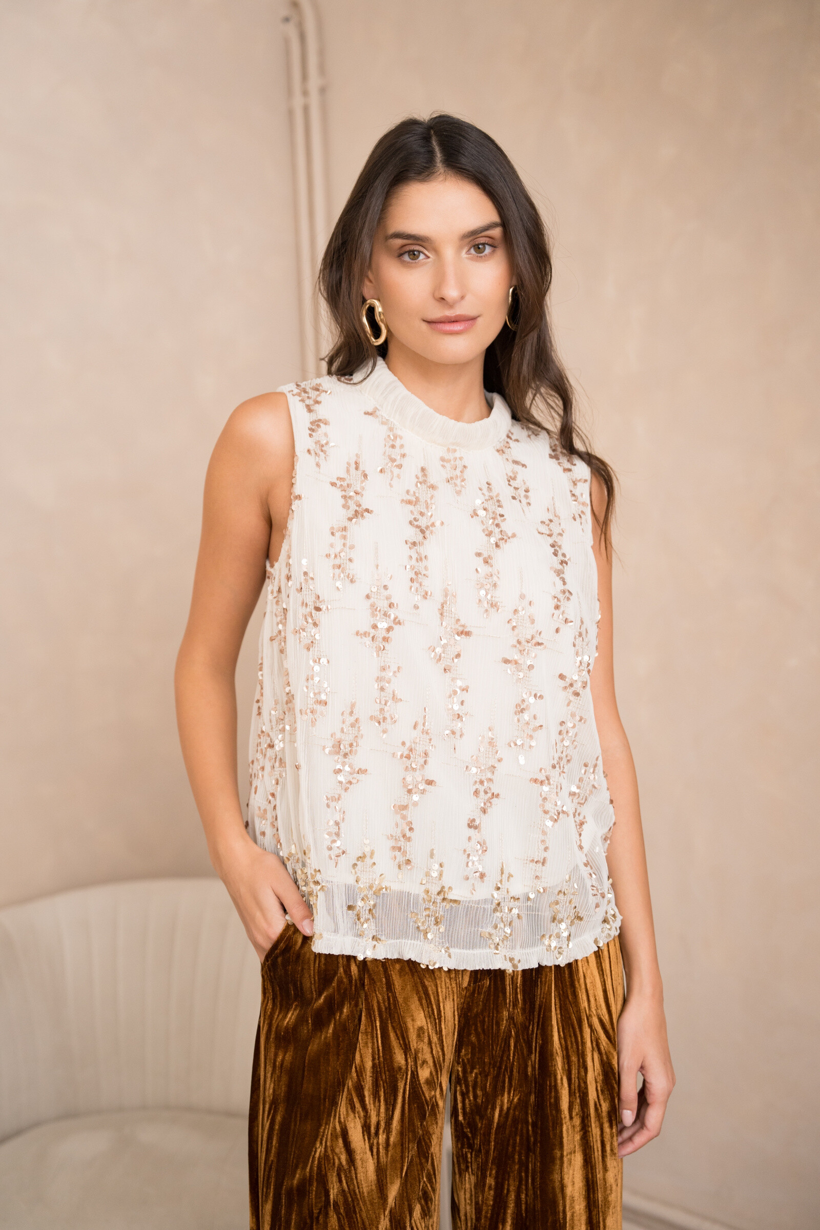 Grossiste Choklate - Top débardeur à sequins