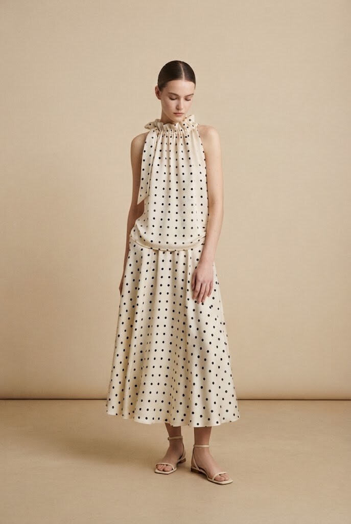 Wholesaler Choklate - Polka dot top and skirt set