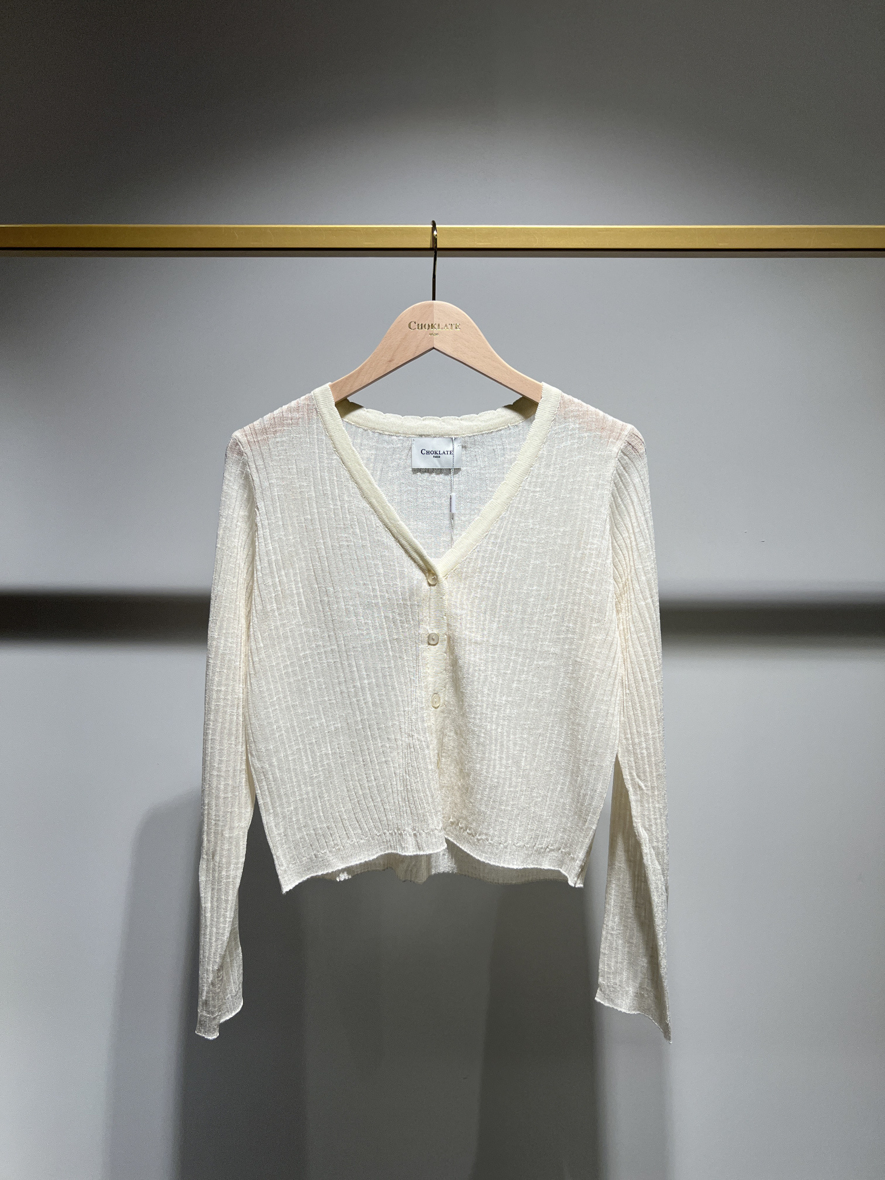 Grossiste Choklate - Cardigan crop en maille fine cotelée