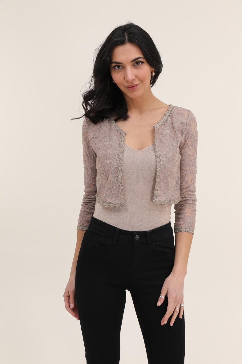 Grossiste Choklate - Gilet boléro en dentelle fleurie