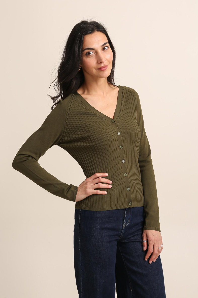 Großhändler Choklate - Strickjacke aus Rippstrick