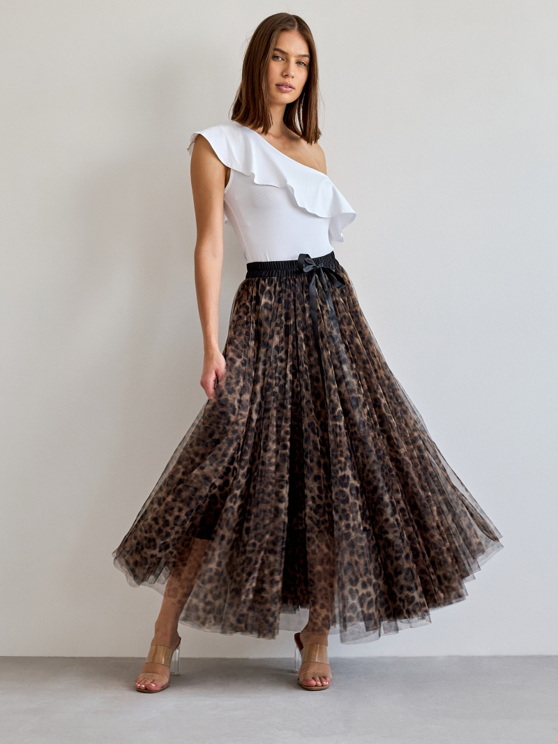 Grossista Choklate - Gonna in tulle grosso leopardata