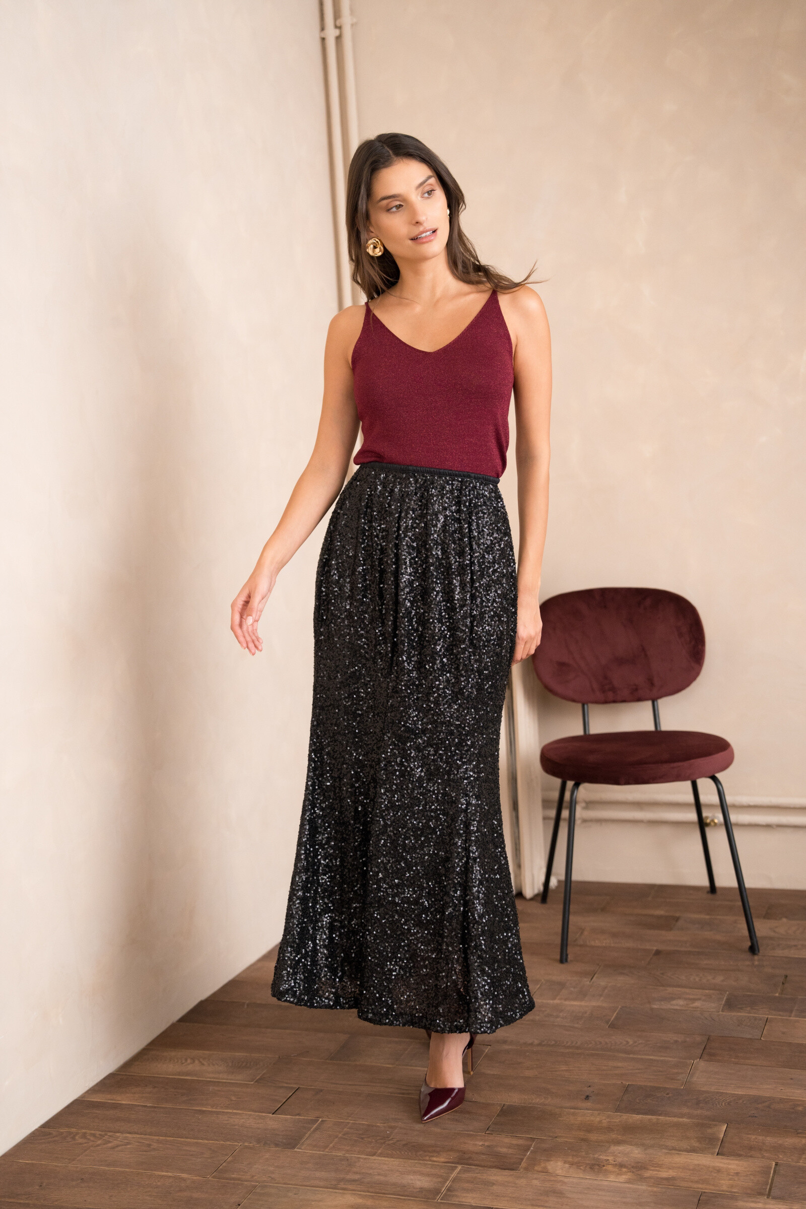 Mayorista Choklate - Falda larga sirena con lentejuelas