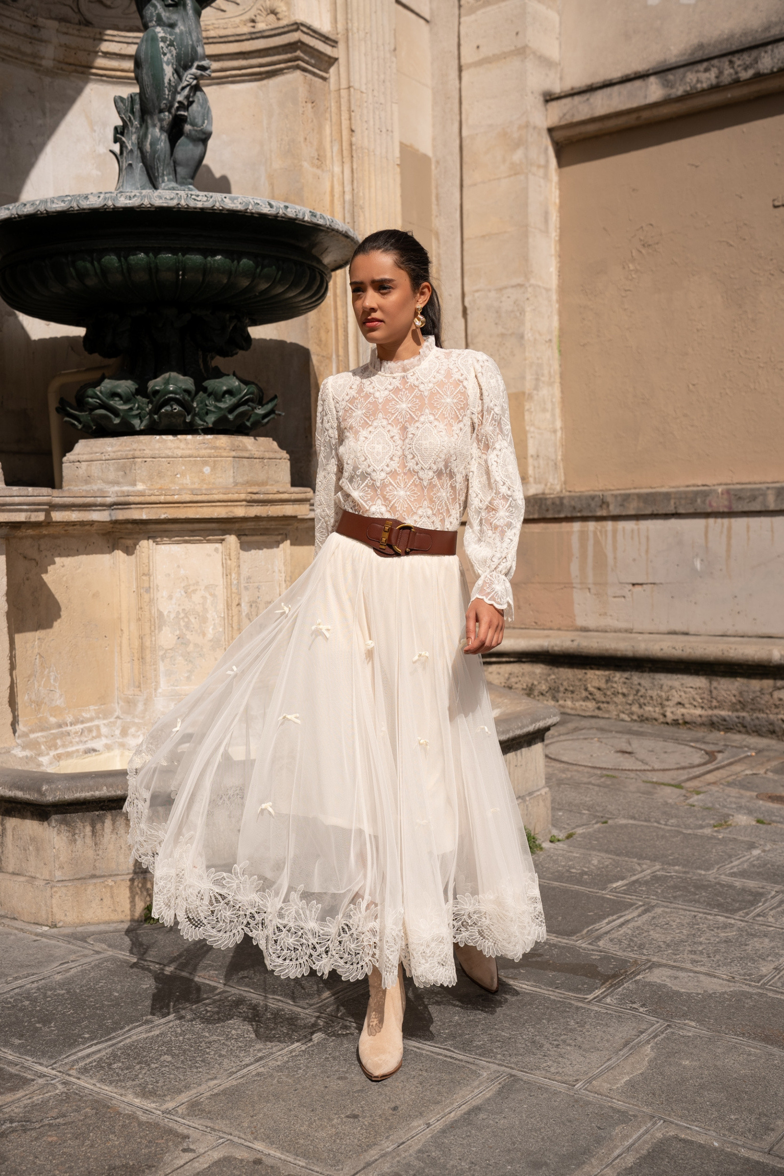 Grossiste Choklate - Jupe Mélina en tulle noeuds & broderie