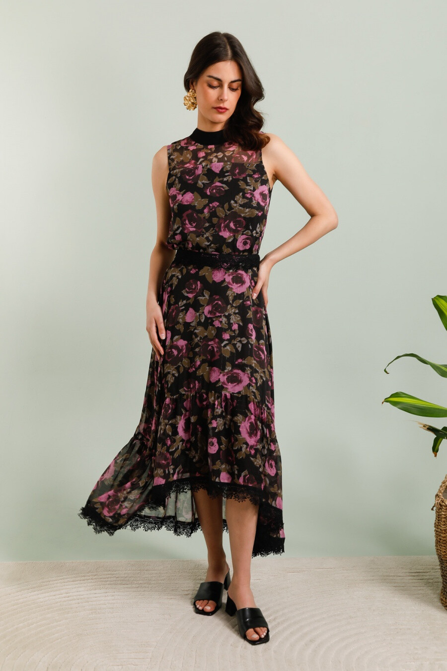 Wholesaler Choklate - Romantic top with purple rose pattern