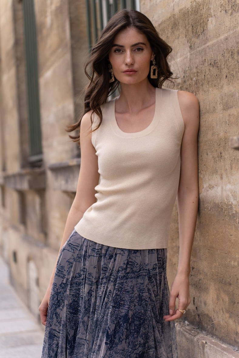 Wholesaler Choklate - Ribbed knit tank top in wool and lurex