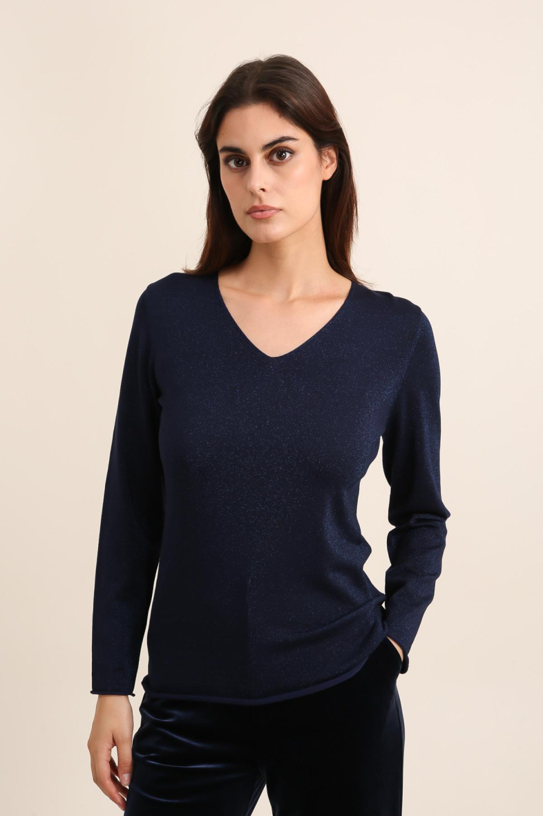 Wholesaler Choklate - Tencel and lurex V-neck sweater