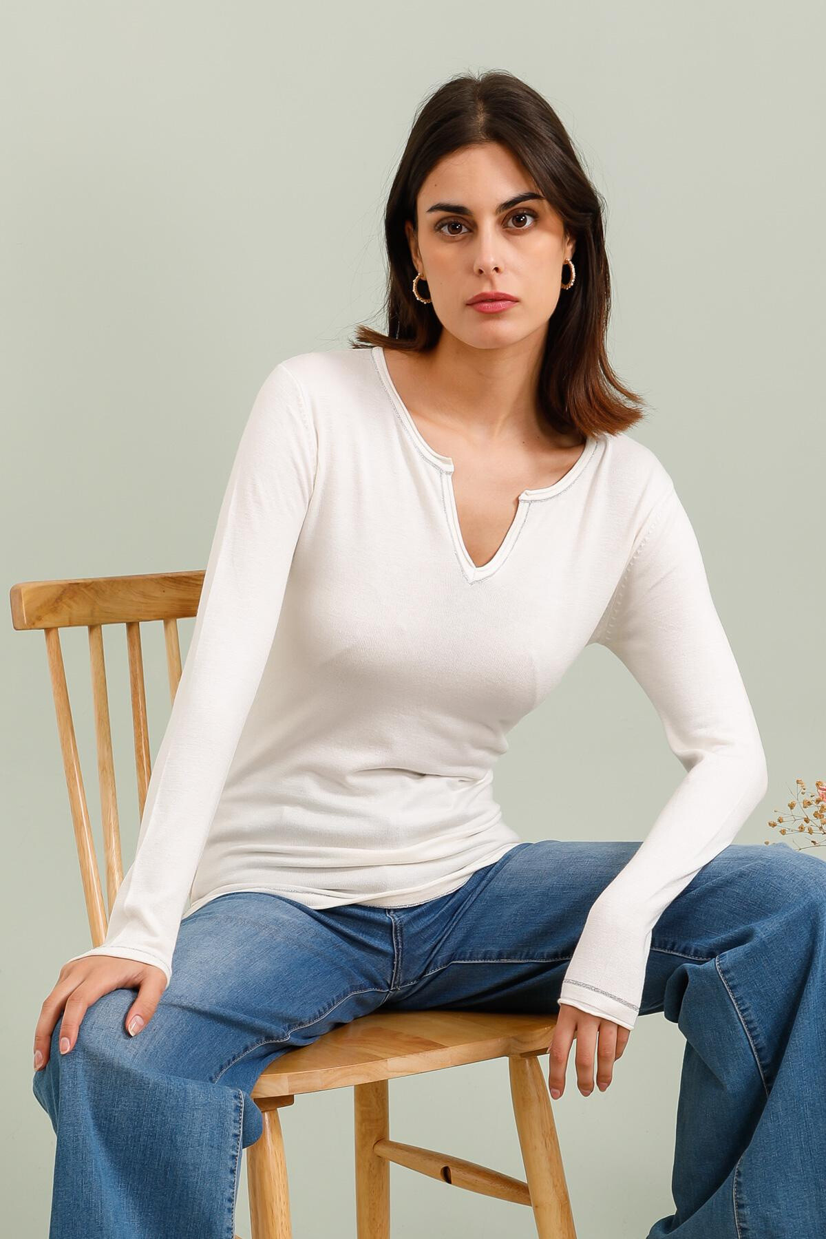 Großhändler Choklate - Silber Lurex Mesh Pullover
