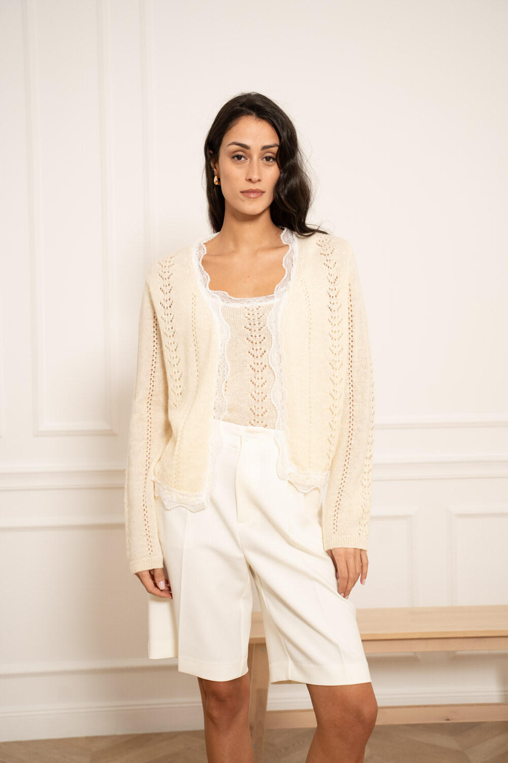 Grossista Choklate - Twinset gilet e top in maglia di pizzo