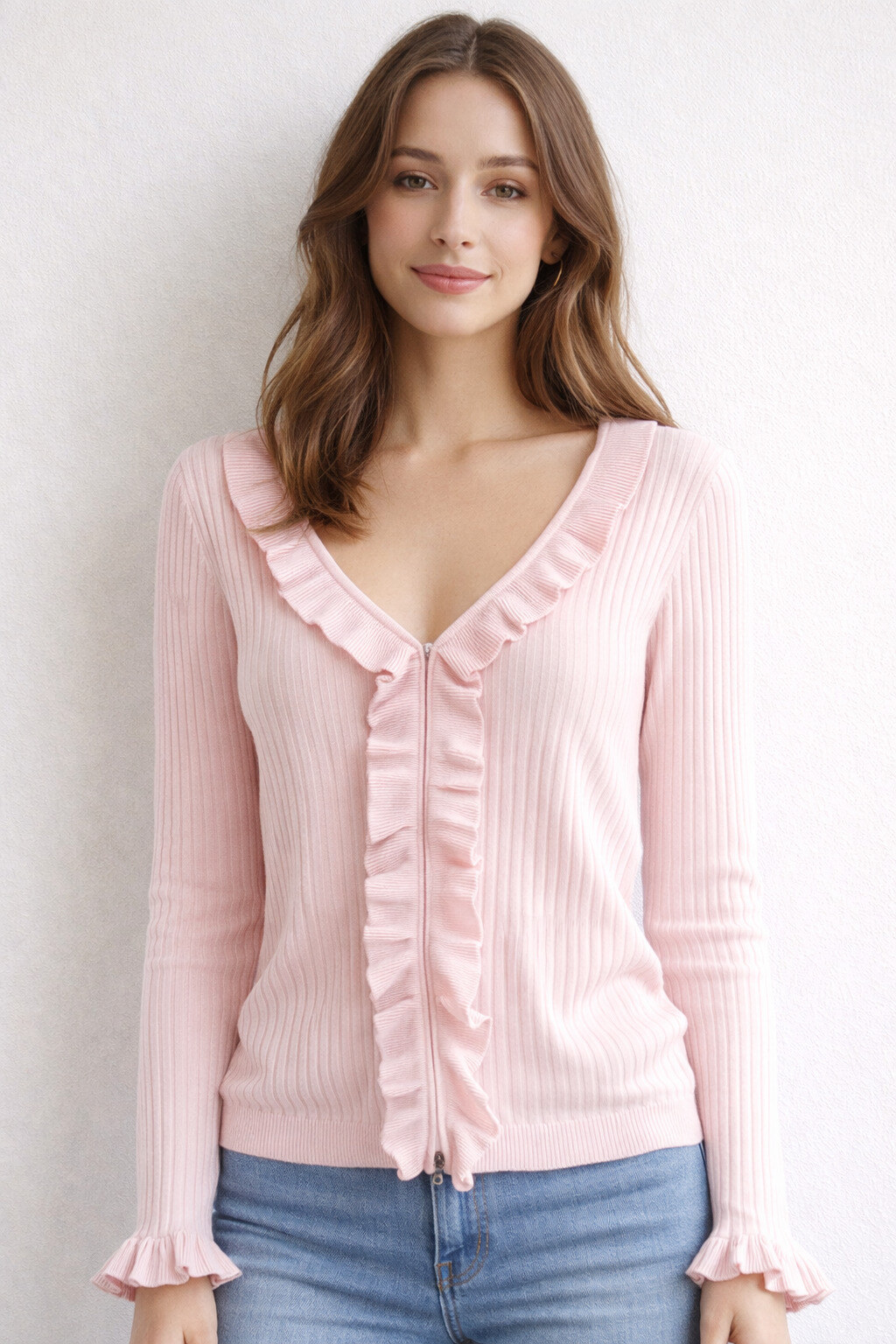 Wholesaler Choklate - Ruffled cardigan sweater