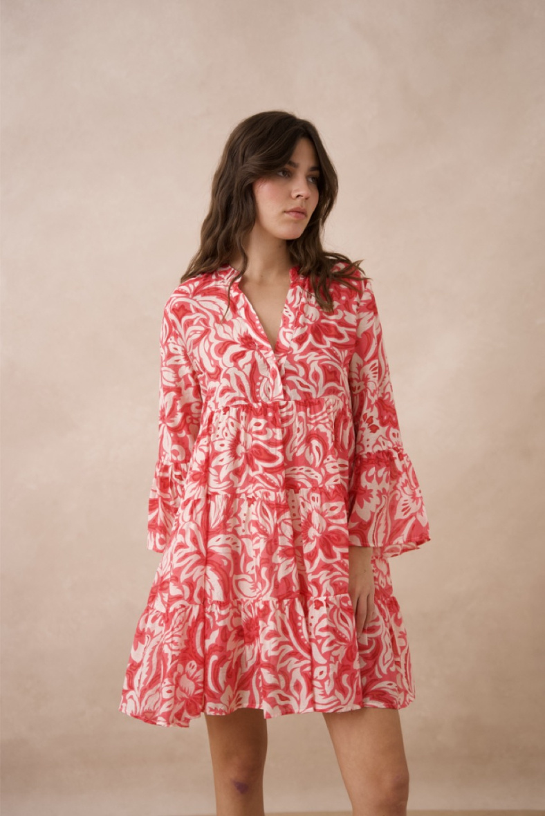 Mayorista Choklate - Seda Vestido con escote pico