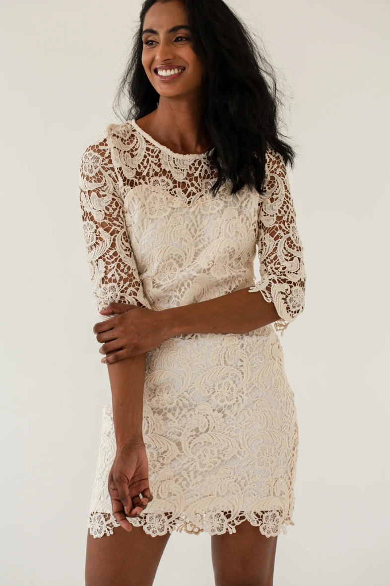 Grossiste Choklate - Robe habillée en dentelle macramé