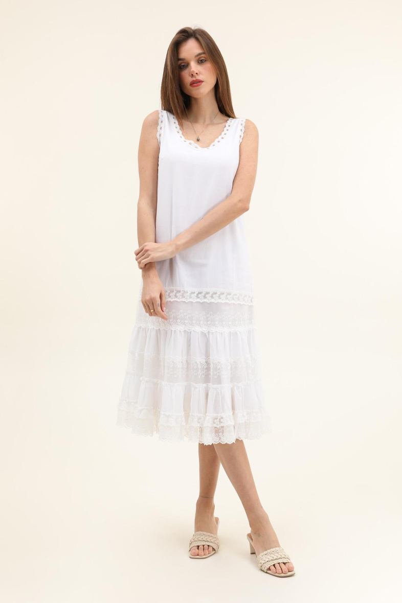 Mayorista Choklate - Vestido midi de algodón y encaje