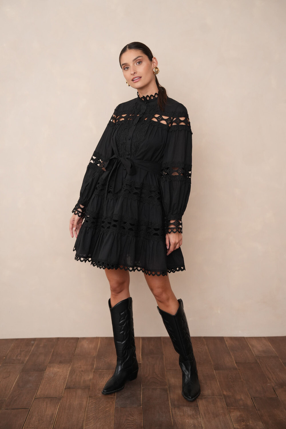 Grossiste Choklate - Robe courte Ellie en coton ajouré