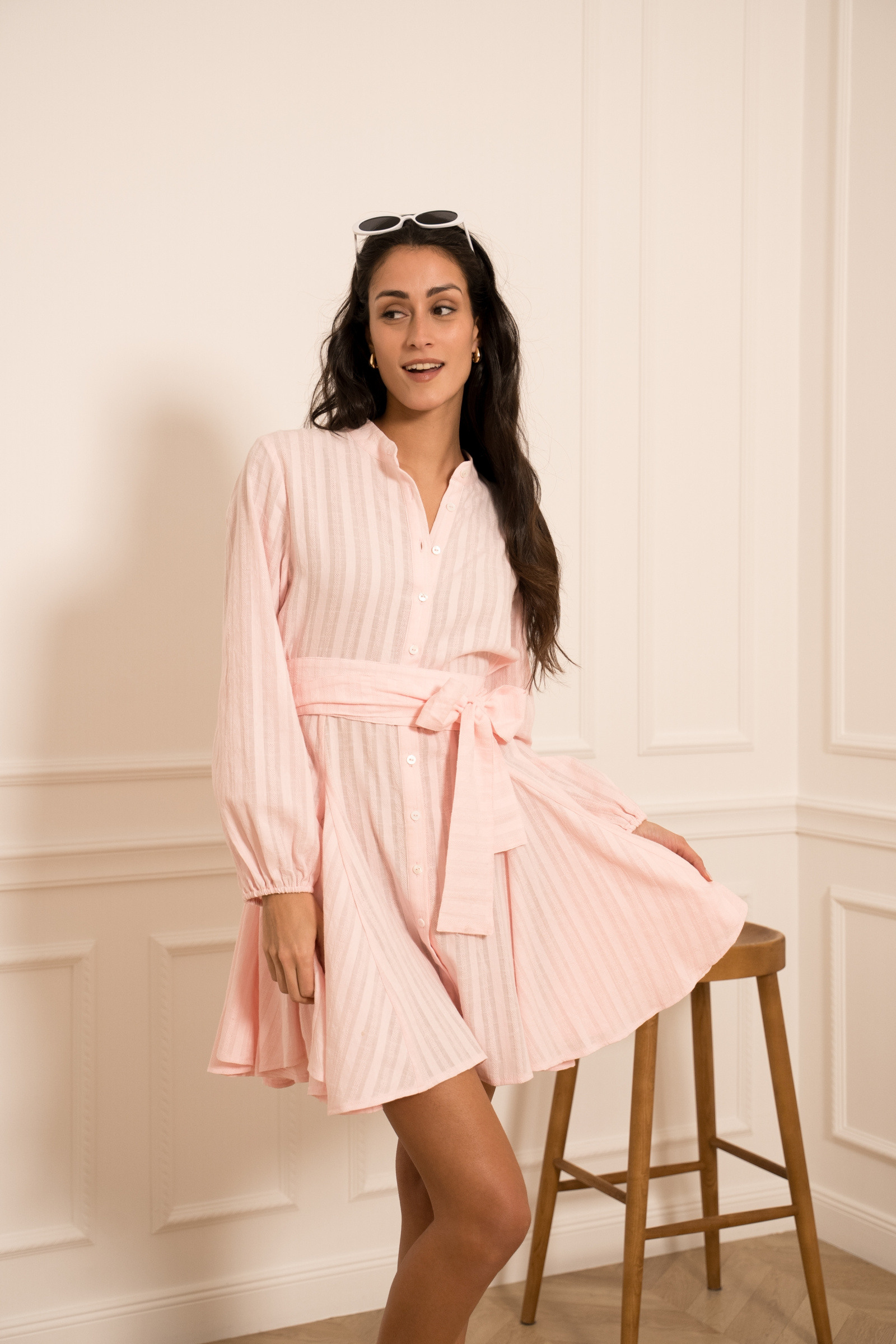 Wholesaler Choklate - Textured Cotton Skater Dress