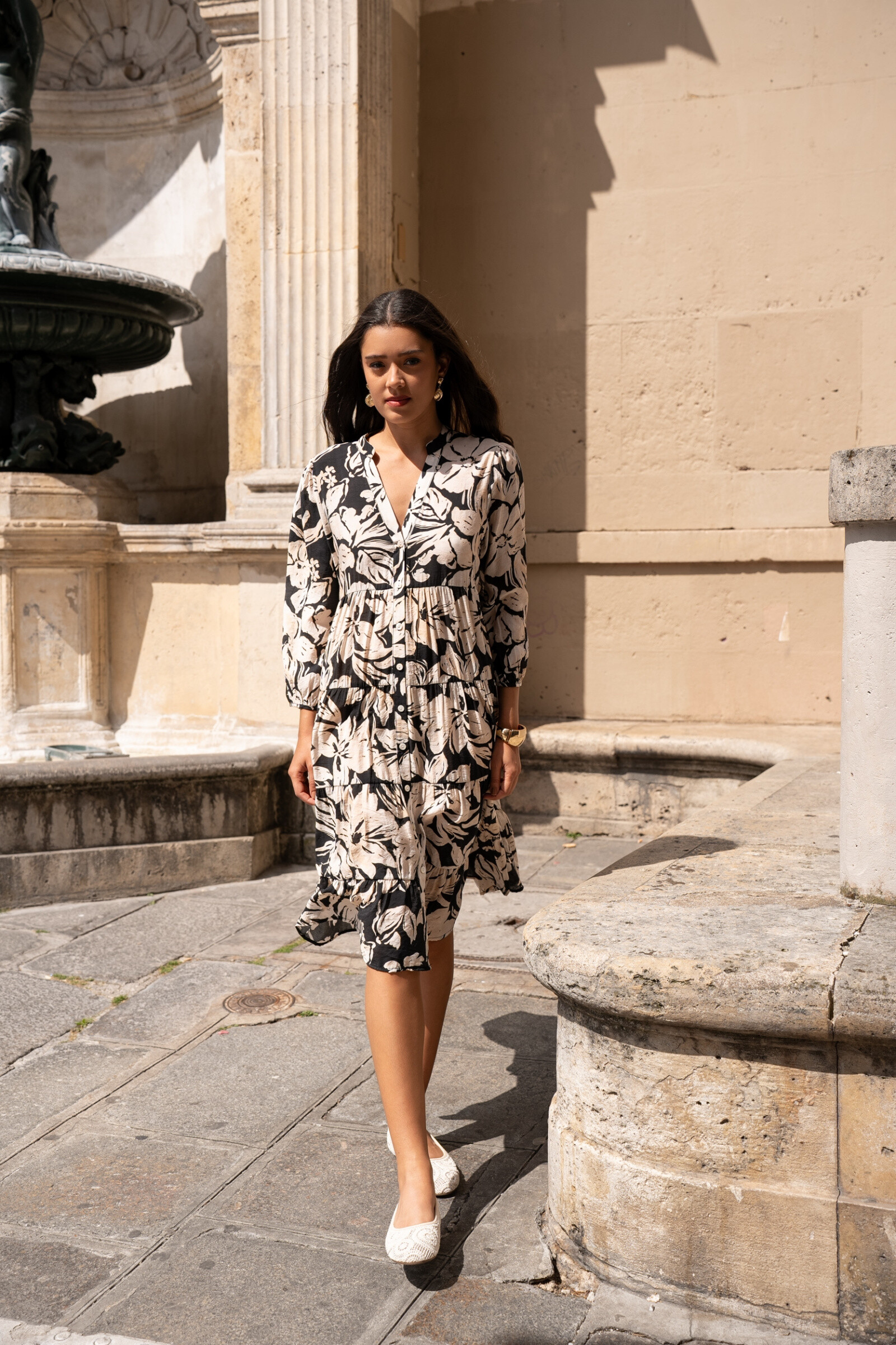 Mayorista Choklate - Vestido de camisa impresa Longitud Midi