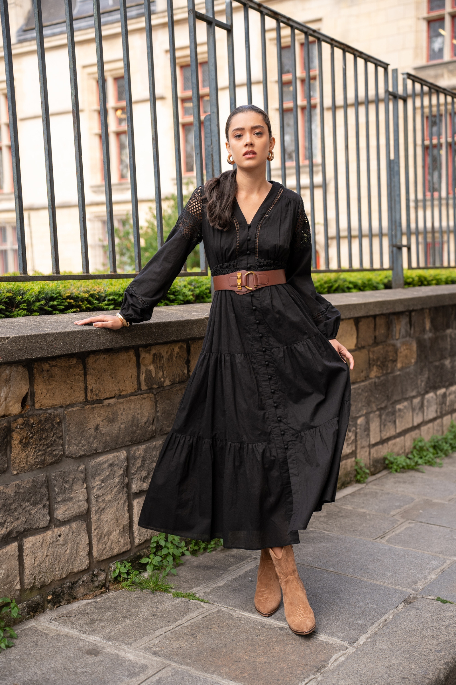 Grossiste Choklate - Robe chemise longue en coton ajouré