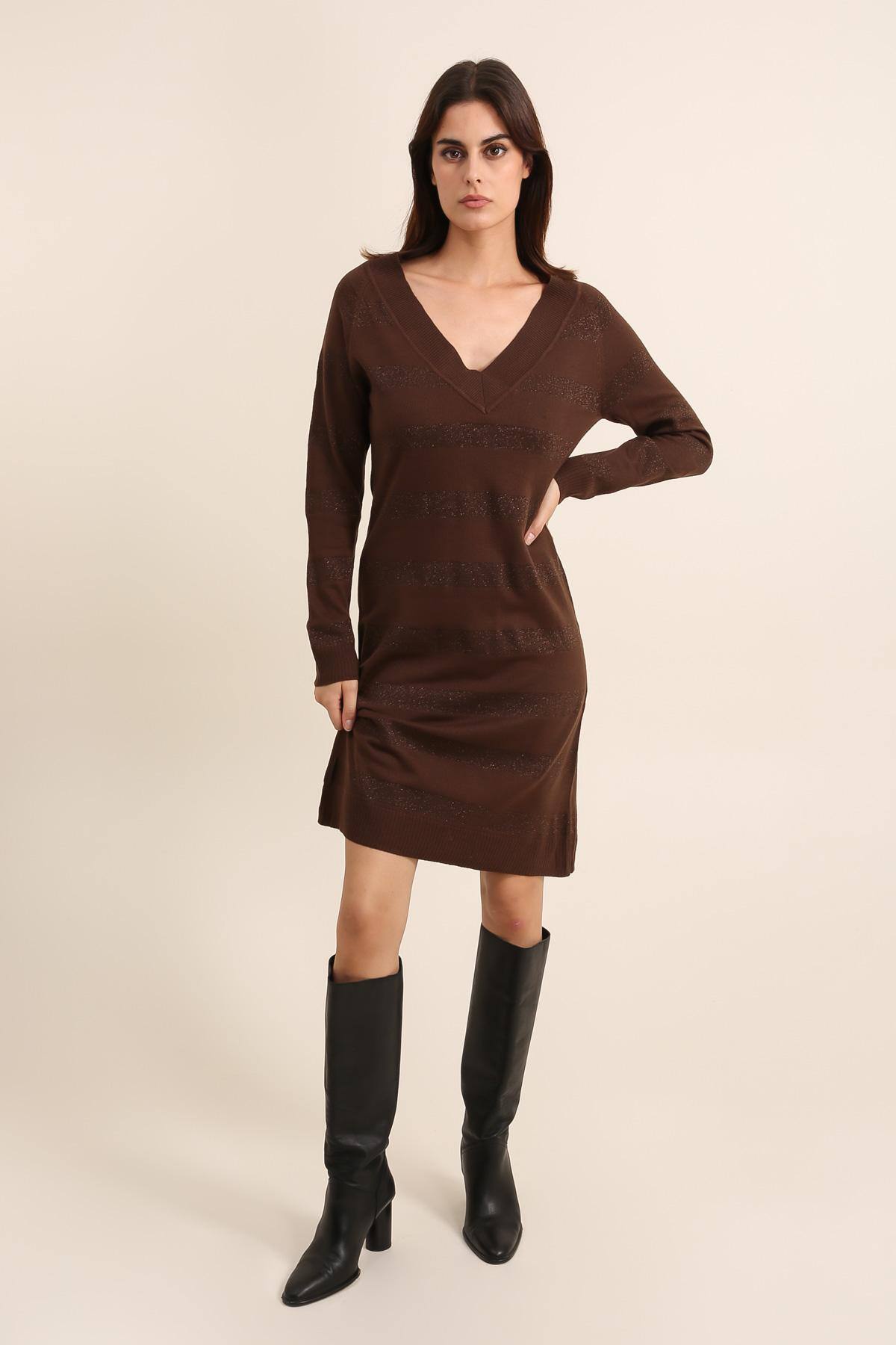 Mayorista Choklate - Vestido de punto con rayas de lúrex