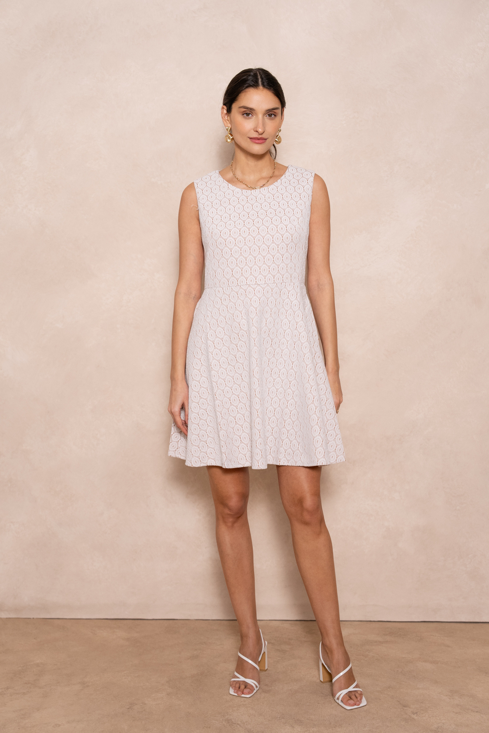 Grossiste Choklate - Robe patineuse en dentelle bicolore
