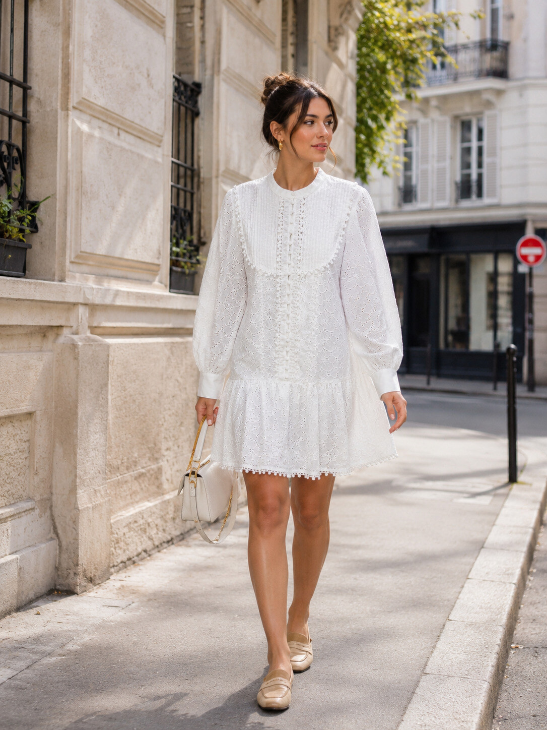 Wholesaler Choklate - Short dress in embroidered cotton