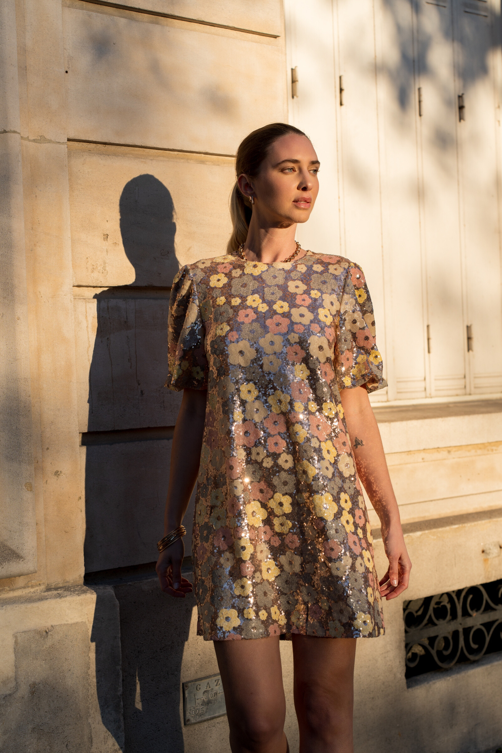 Grossiste Choklate - Robe à sequins multicolores Rosé