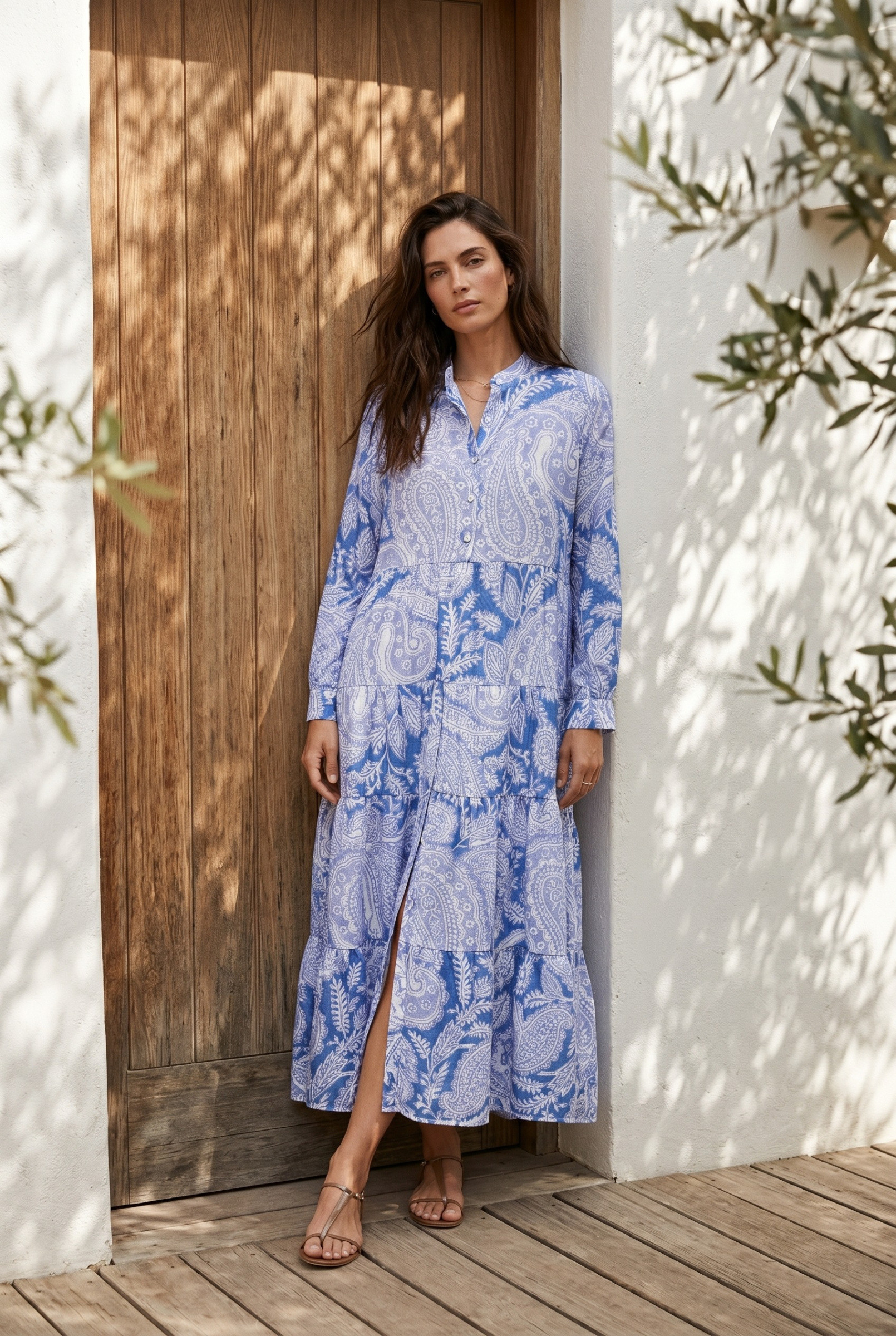 Mayorista Choklate - Vestido largo estampado de viscosa y seda