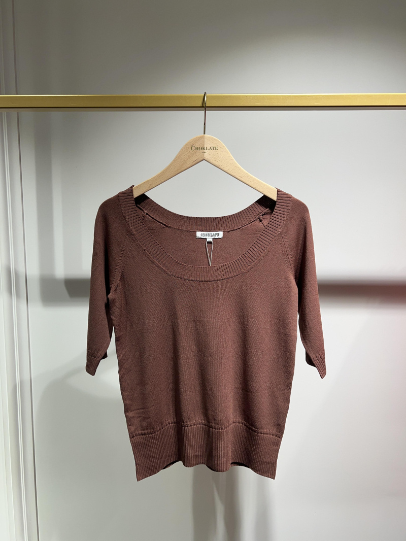 Grossiste Choklate - T-shirt en maille manches courtes col rond