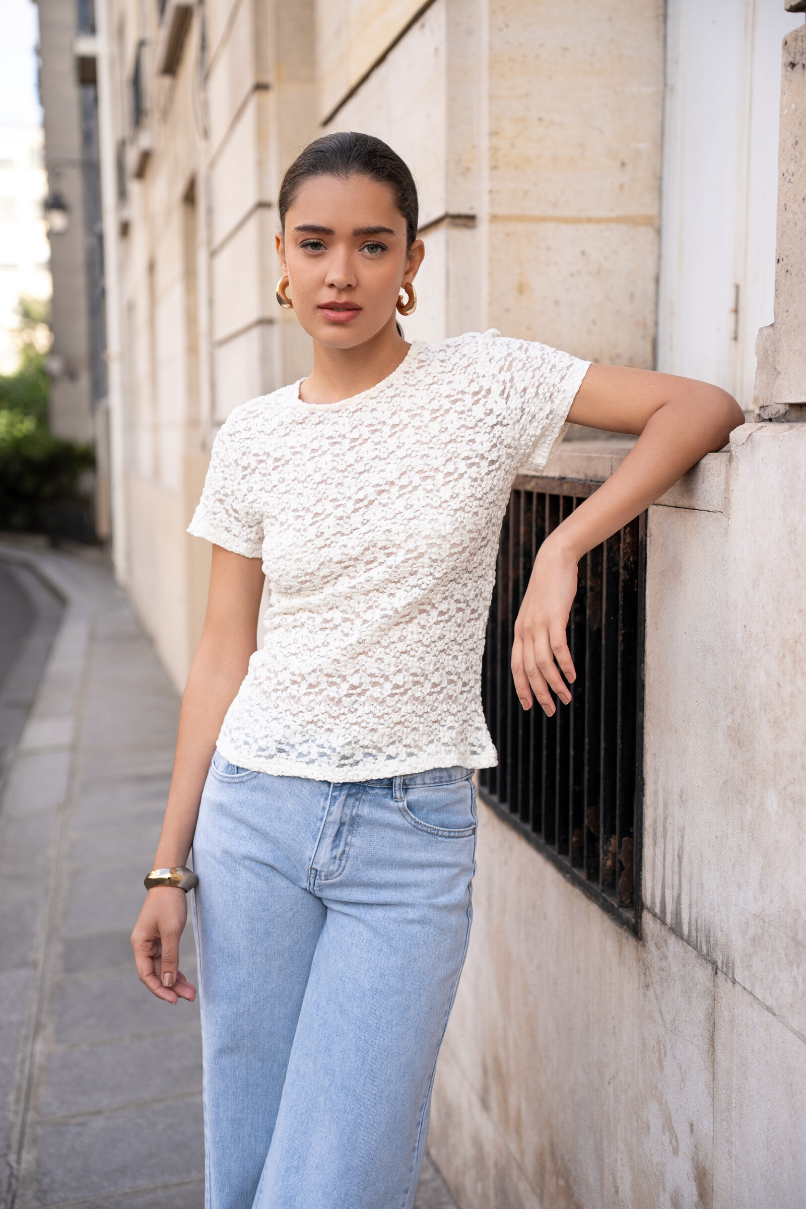 Mayorista Choklate - Camiseta de encaje semi-transparente