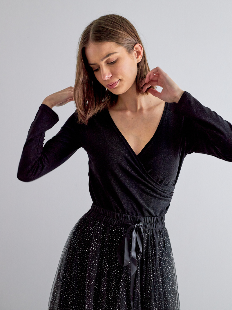 Grossiste Choklate - Top cache coeur brillant en lurex