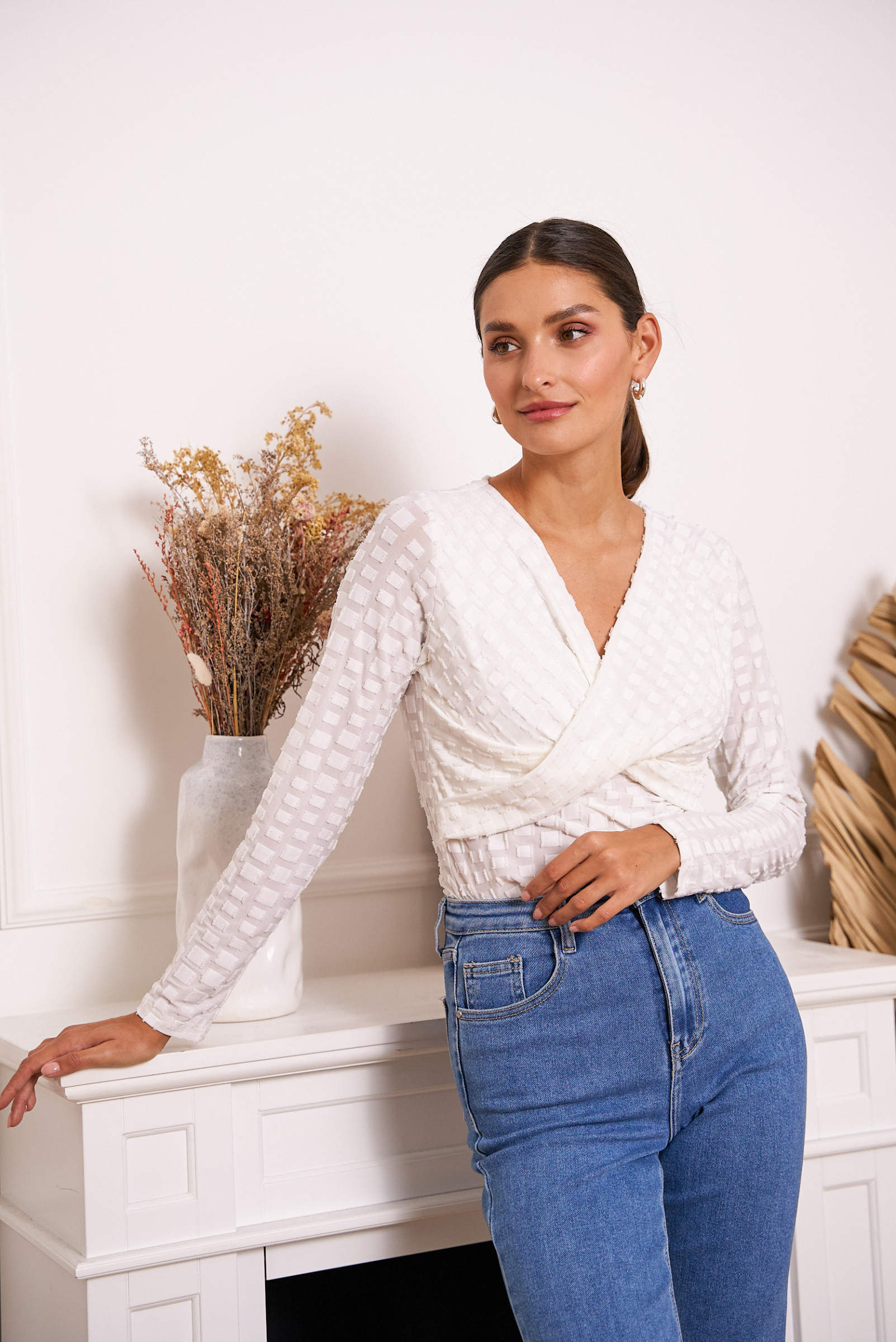 Grossiste Choklate - Top cache coeur tissu stretch texturé