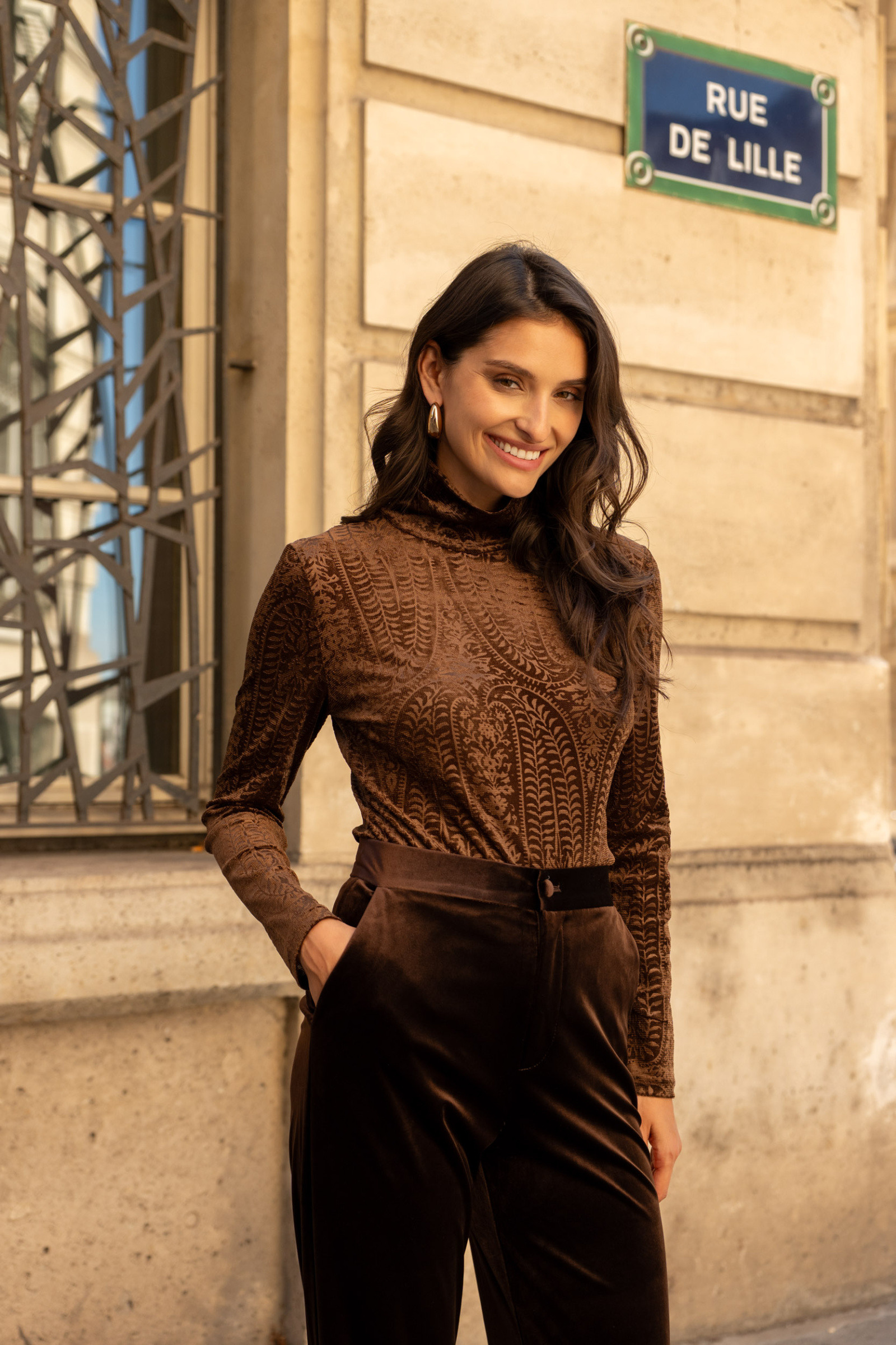 Mayorista Choklate - Body de terciopelo con estampado jacquard