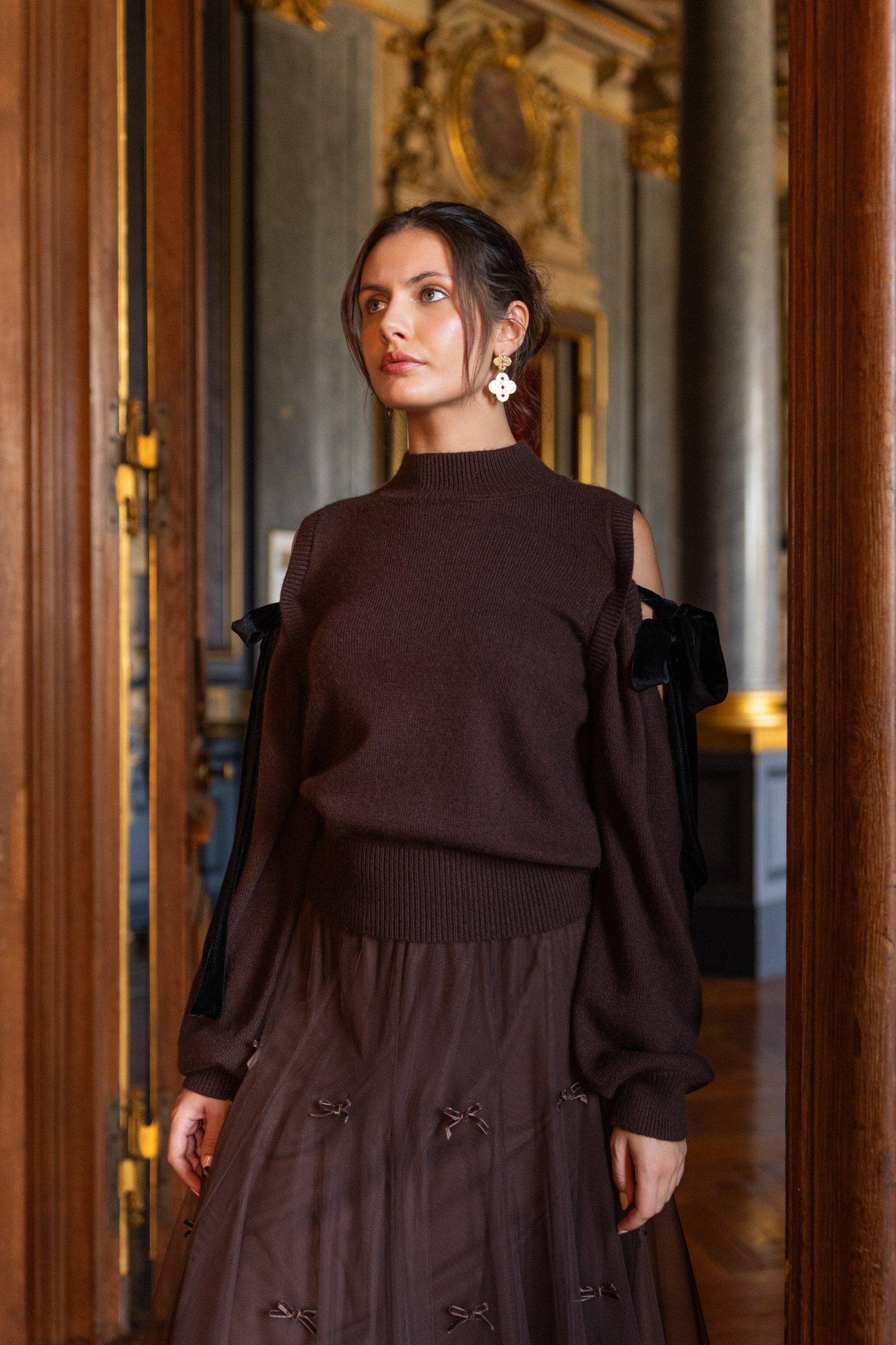 Mayorista Choklate - Cárdigan Charlotte con cuello en V y largo crop