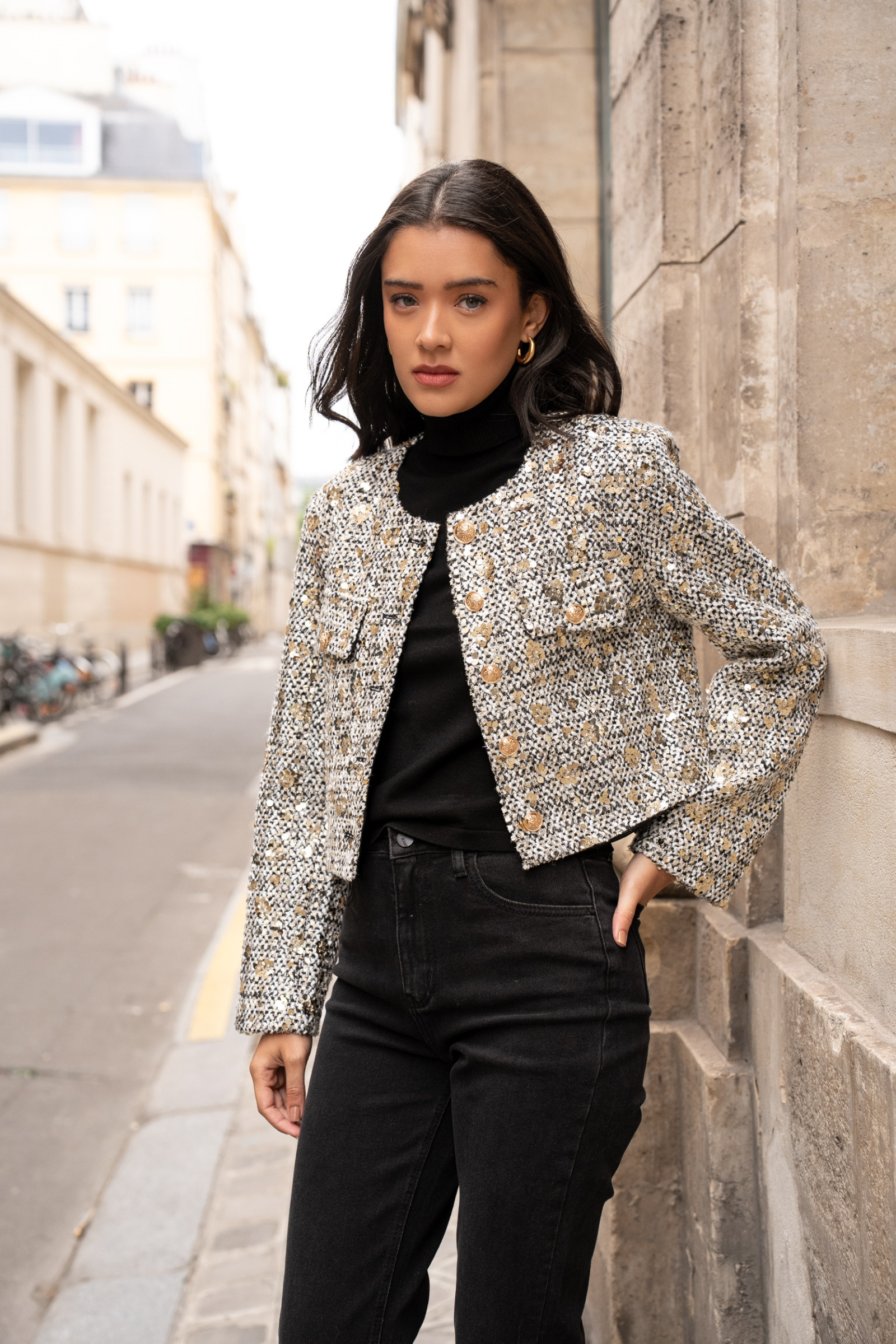 Wholesaler Choklate - Jenny short tweed jacket with sequins