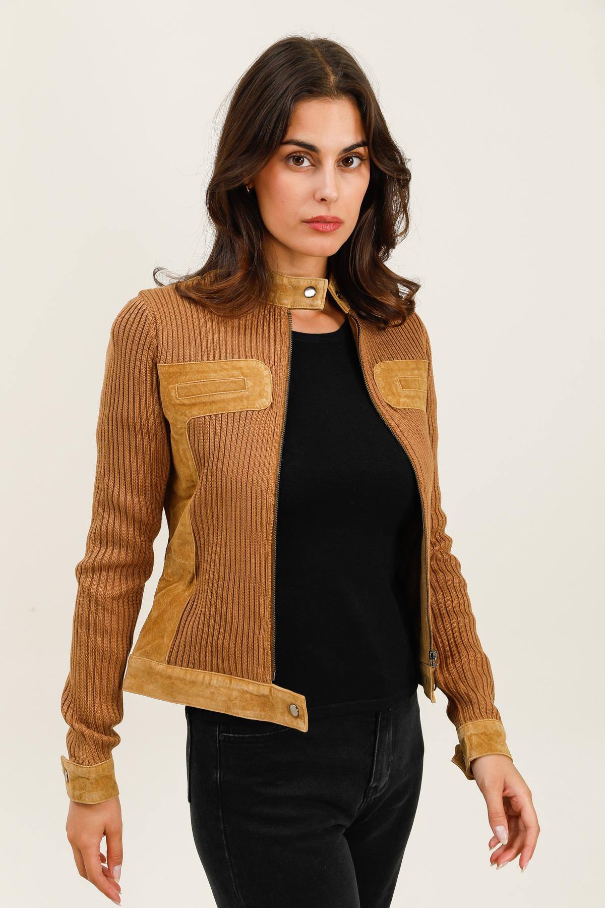 Grossiste Choklate - Veste motarde cuir suédine & maille