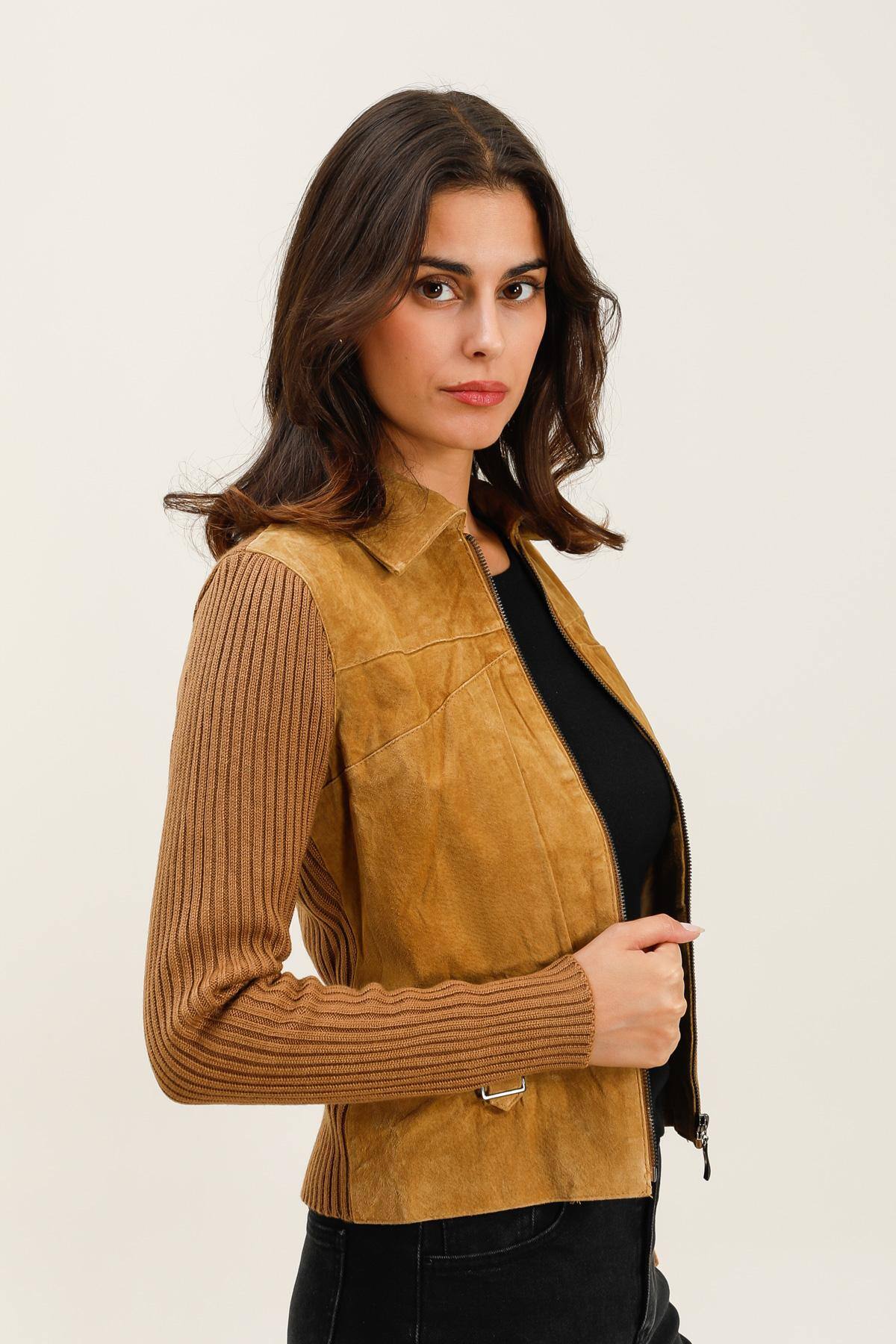 Grossiste Choklate - Veste en cuir suédine et maille