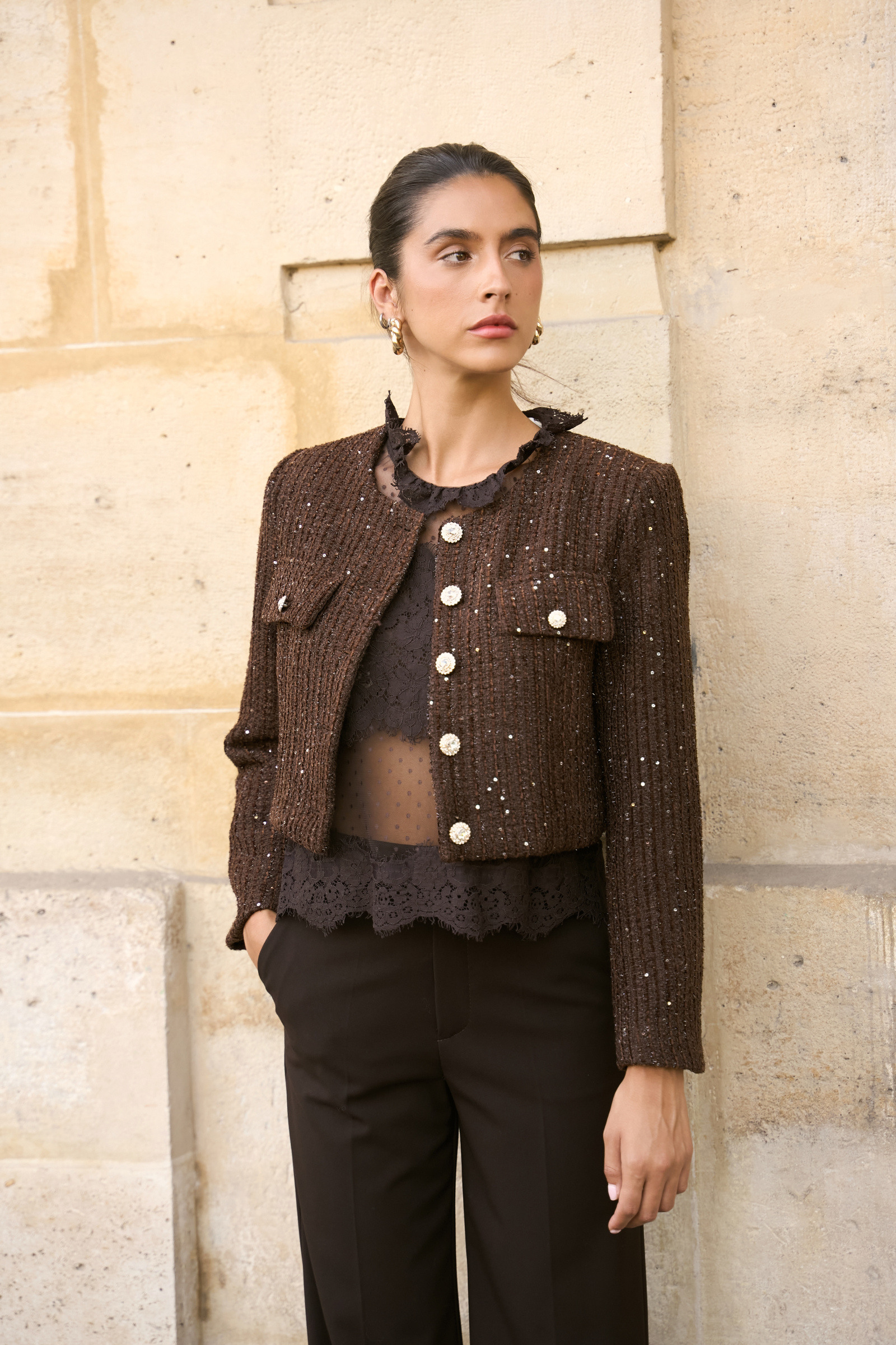 Wholesaler Choklate - Jenny short sequin tweed jacket