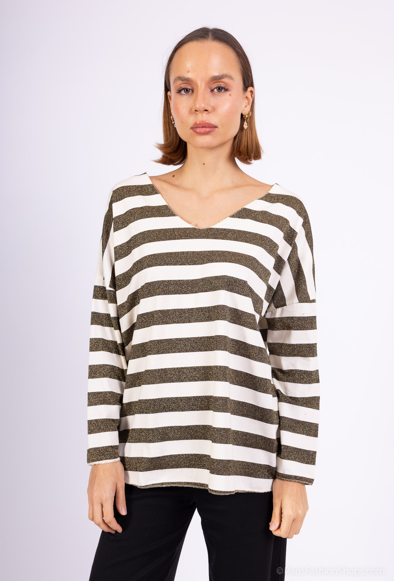 Wholesaler Christelle - Striped and Shiny Blouse