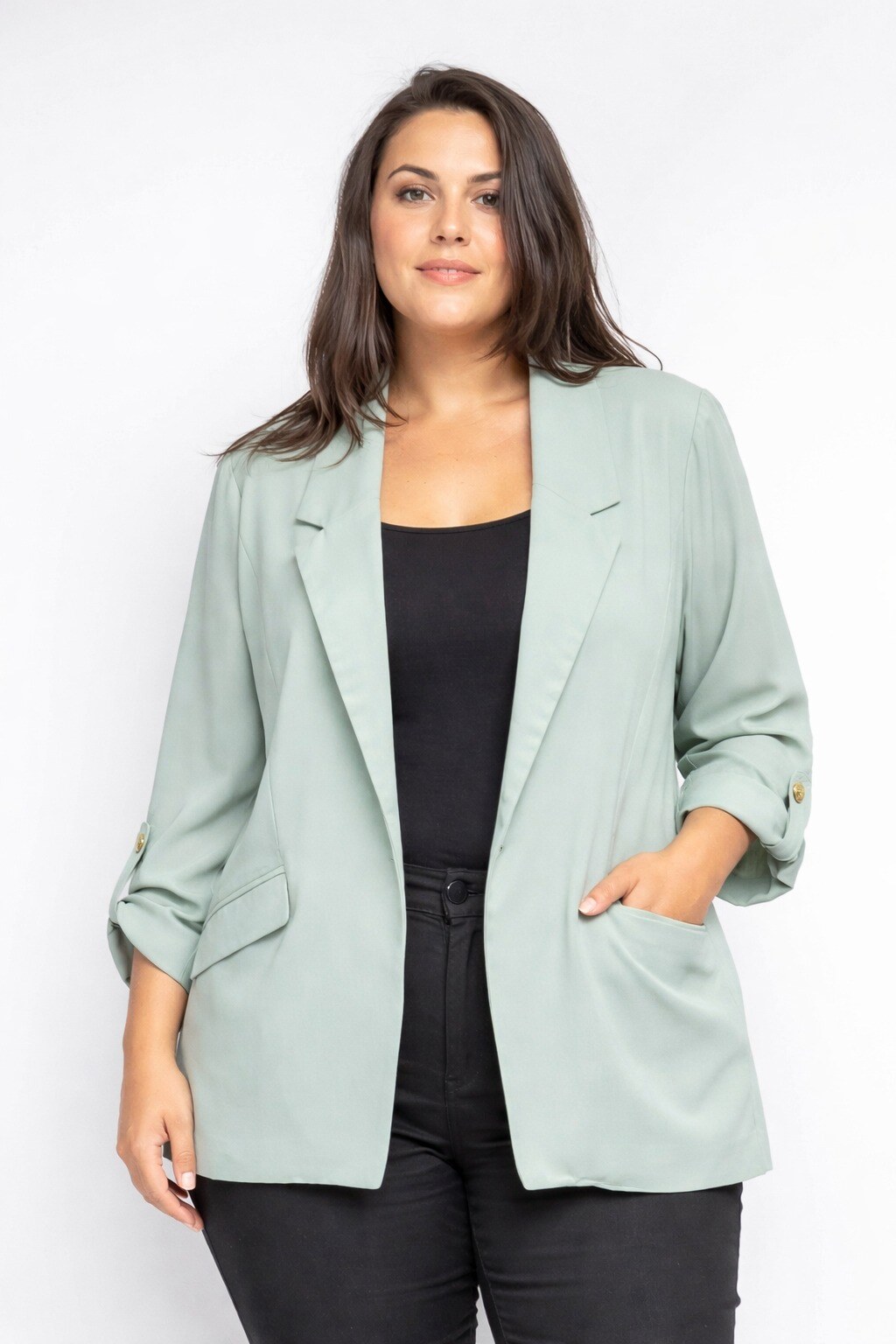 Großhändler Christy - Leichter einfarbiger Blazer GROßE GRÖSSE