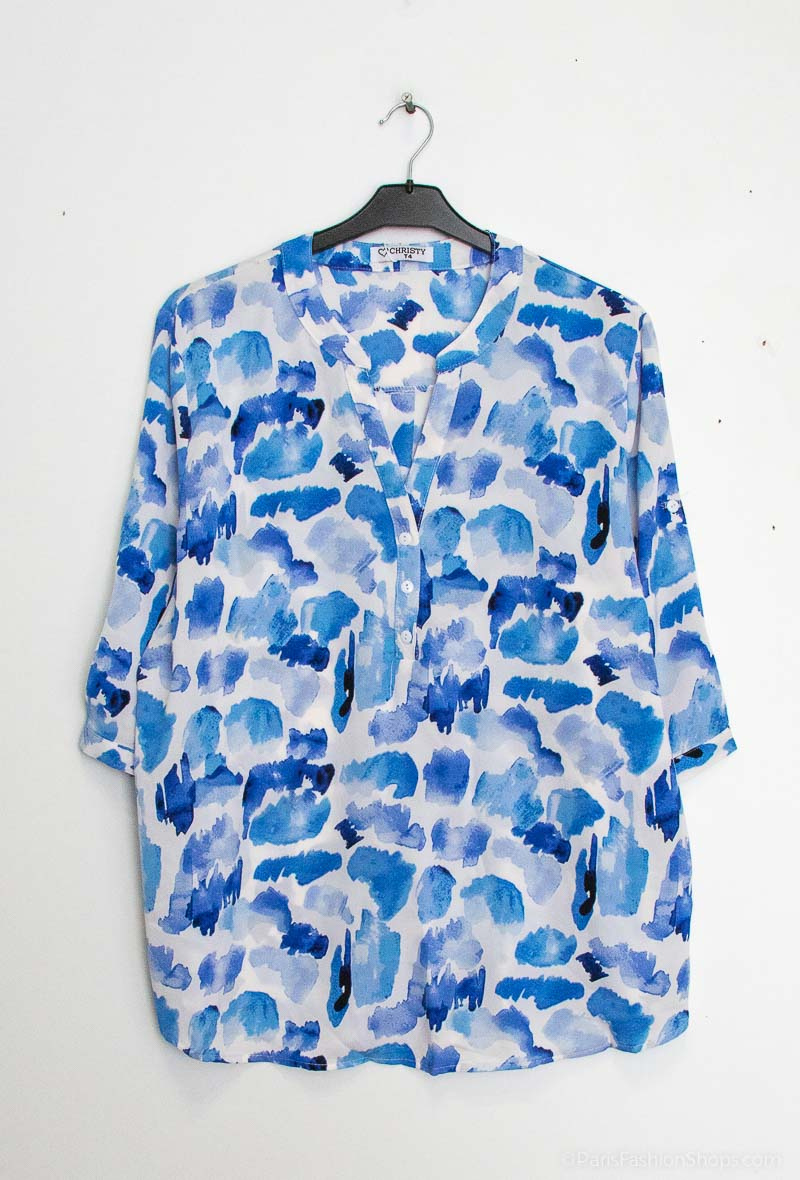 Mayorista Christy - Blusa casual estampada con mangas remangadas