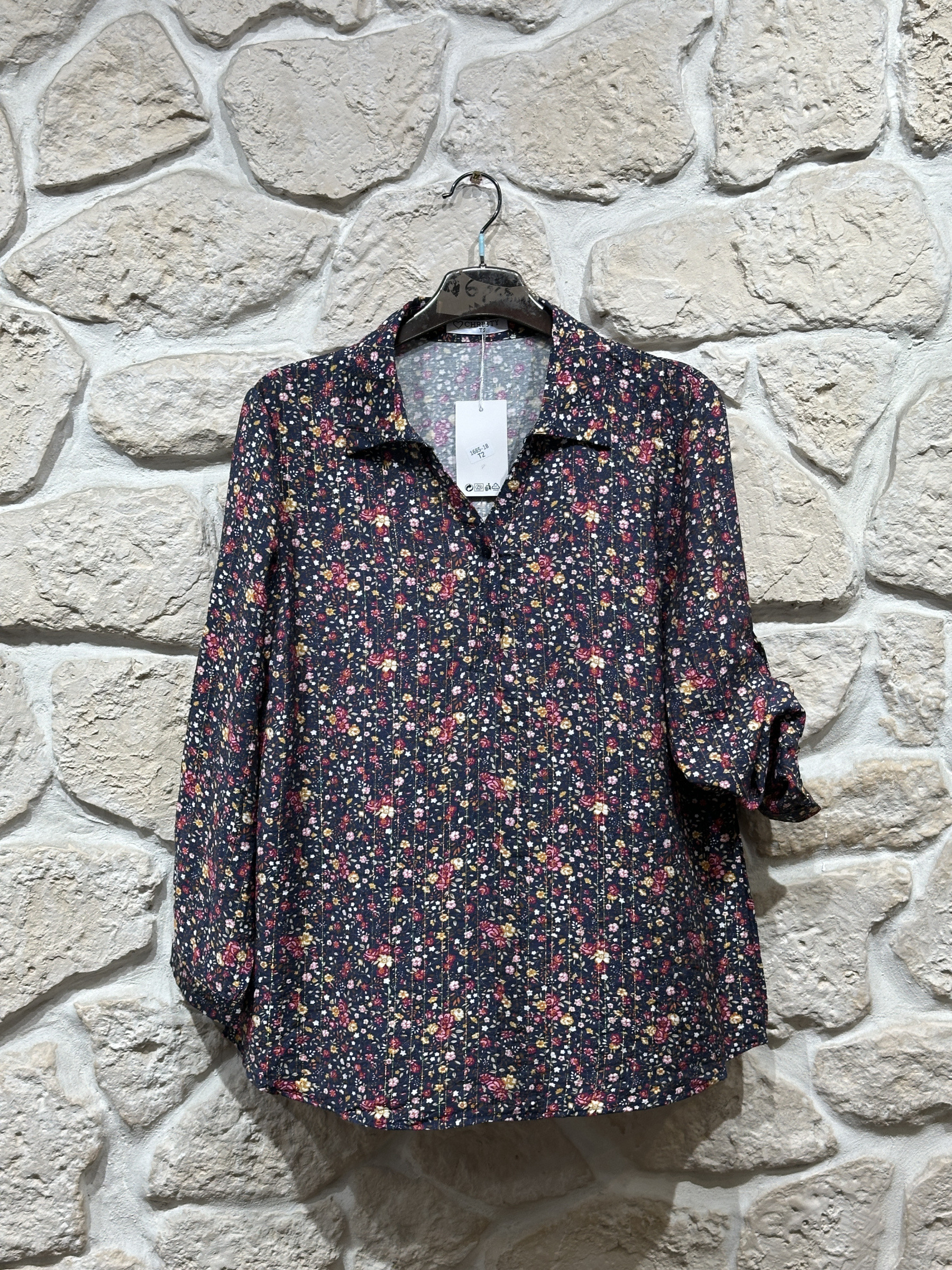 Wholesaler Christy - Lurex Shirt Collar Blouse
