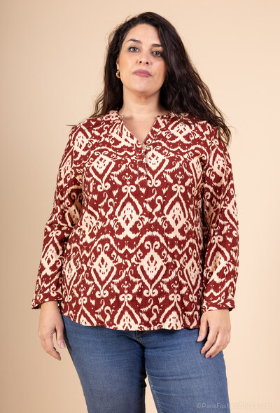 Wholesaler Christy - Plus Size Printed V-Neck Blouse *Lyocell* Wholesaler Christy - Plus Size Printed V-Neck Blouse *Lyocell*