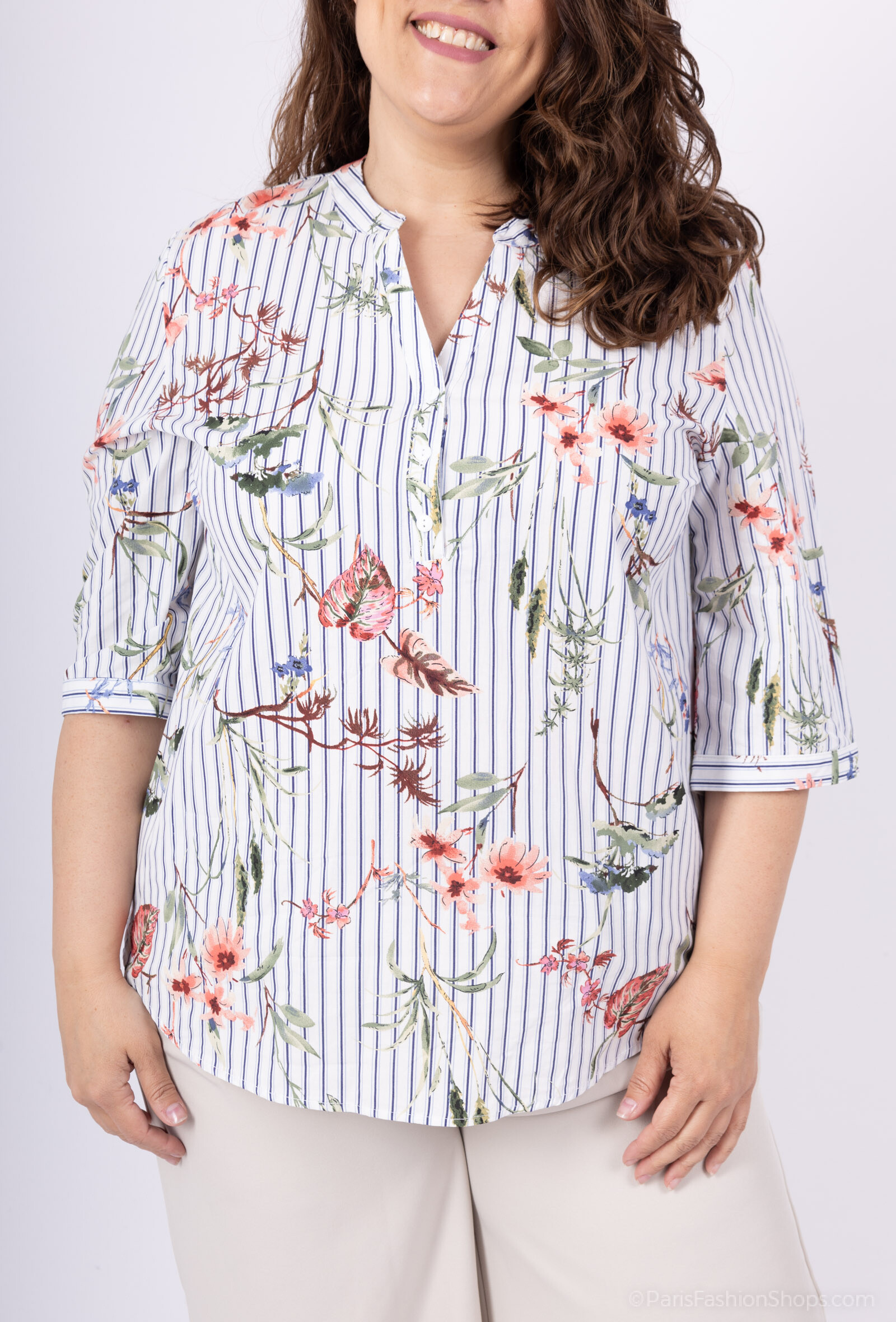 Mayorista Christy - Blusa con estampado a rayas *algodón *