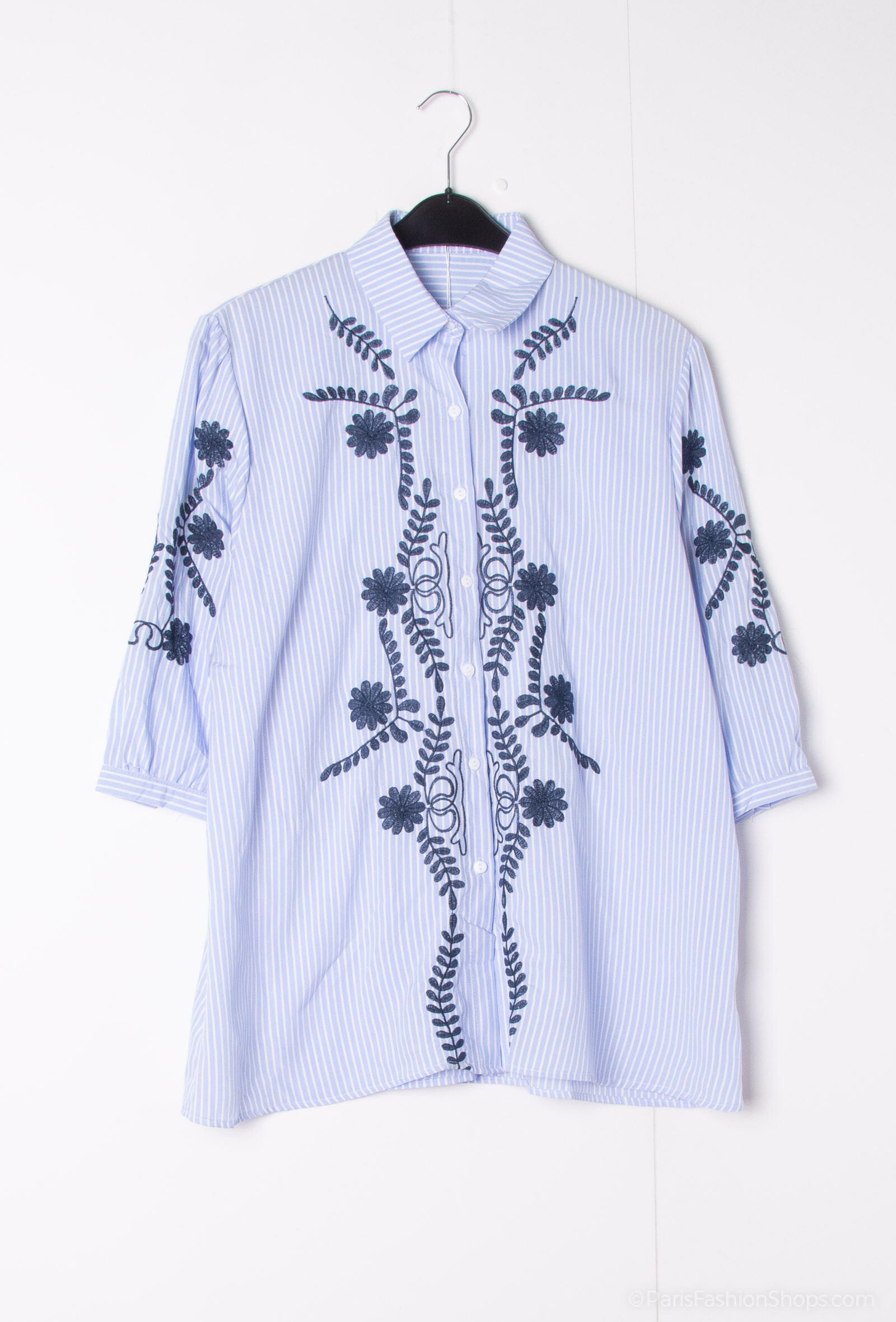 Mayorista Christy - Camisa a rayas y bordadas