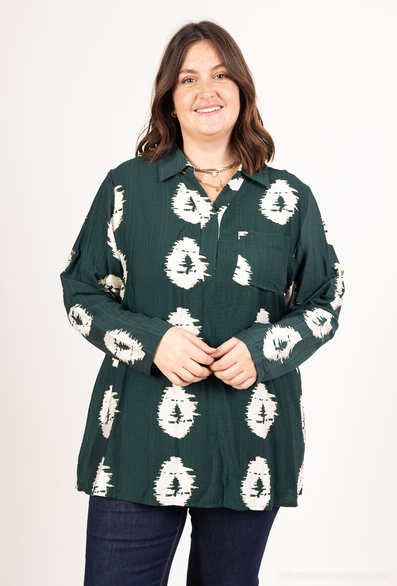 Großhändler Christy - Bedruckte Bluse mit Hemdkragen