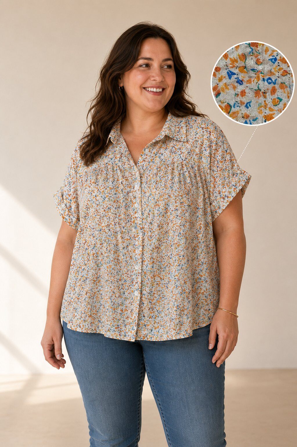 Großhändler Christy - Kurzarmhemd mit Lurex